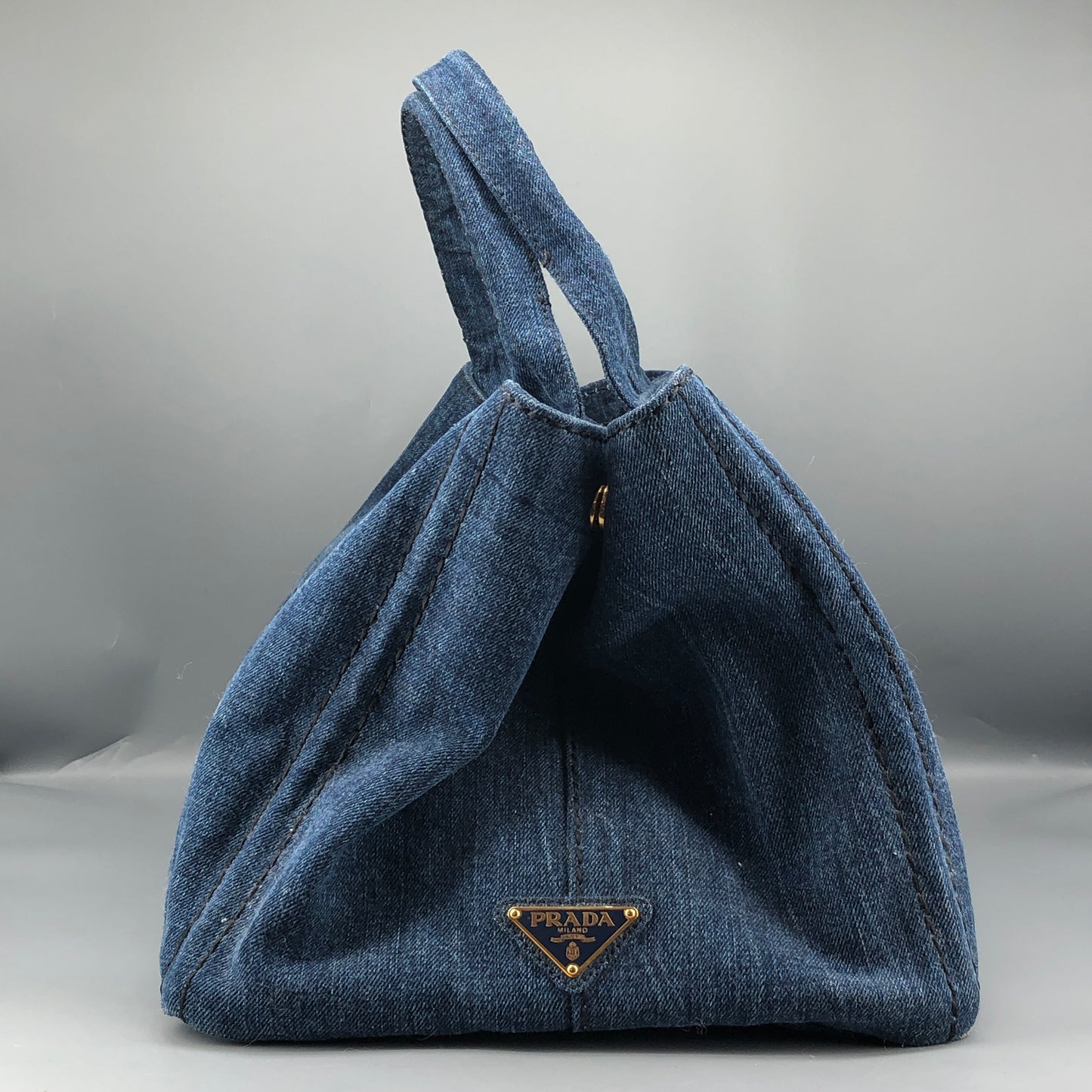 Prada Dark Blue Denim Large Tote Bag Size