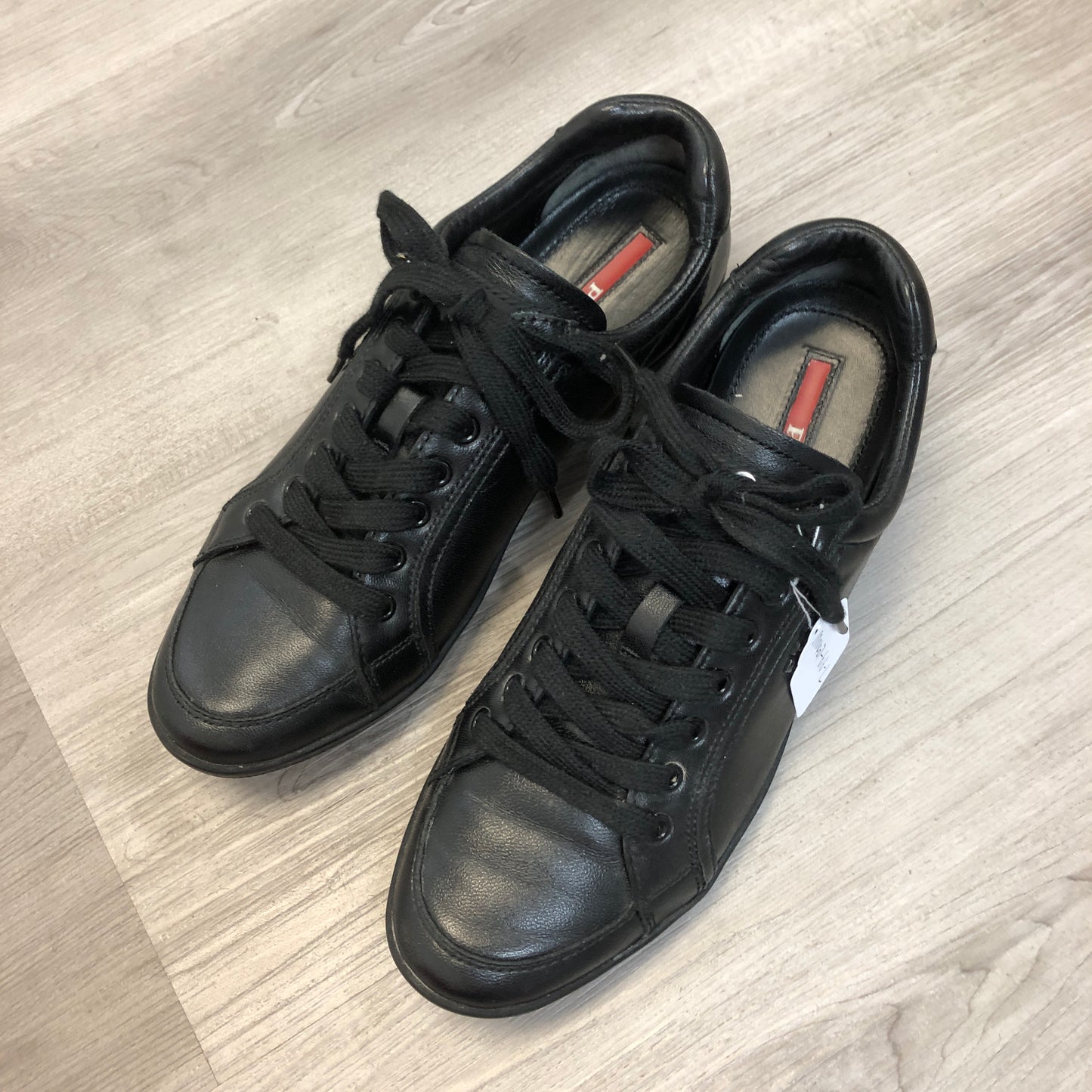 Prada Women's Black Leather Low-Top Sneakers Size 36