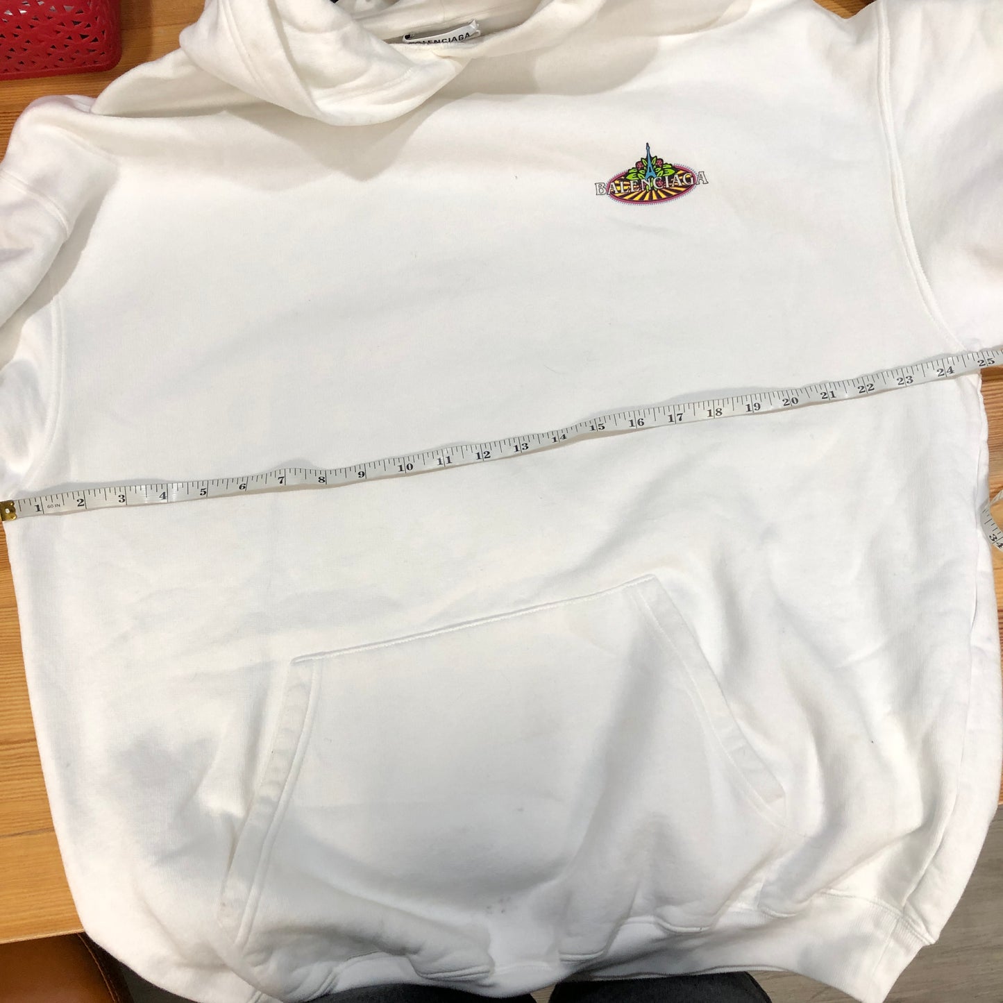 Balenciaga Eiffel Tower Bonjour Logo White Cotton Oversized Hoodie Size S