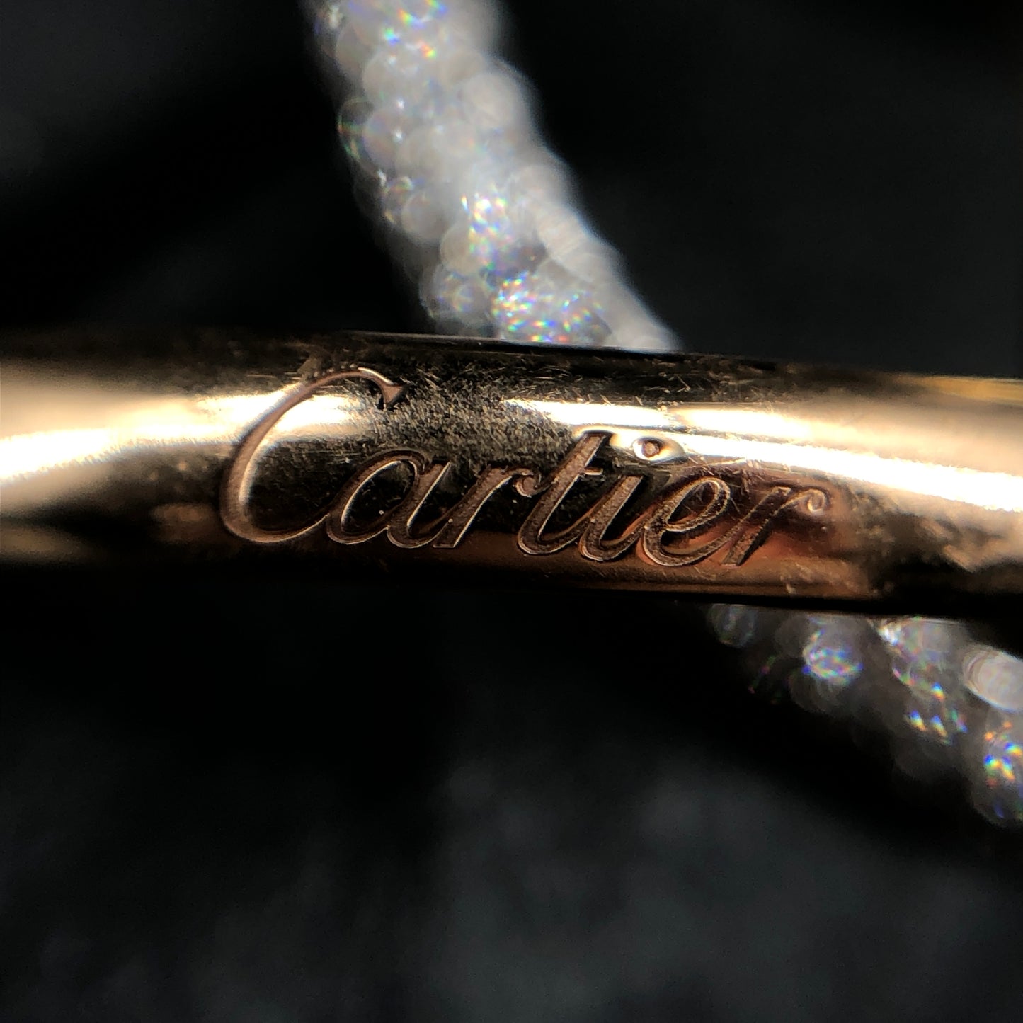 Cartier Trinity AU750 Yellow Gold Diamond Three Interlocking Ring Size 50mm