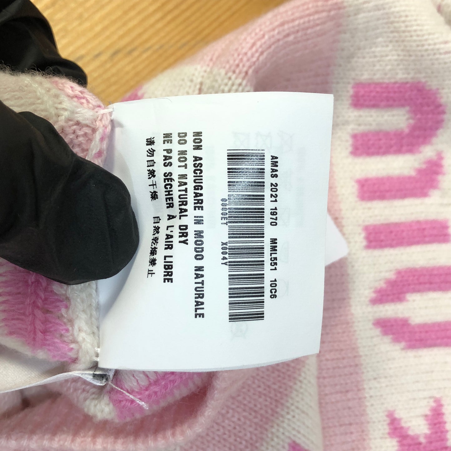 Miu Miu Pink White Star Logo Stripe Knit Sweater Size 36