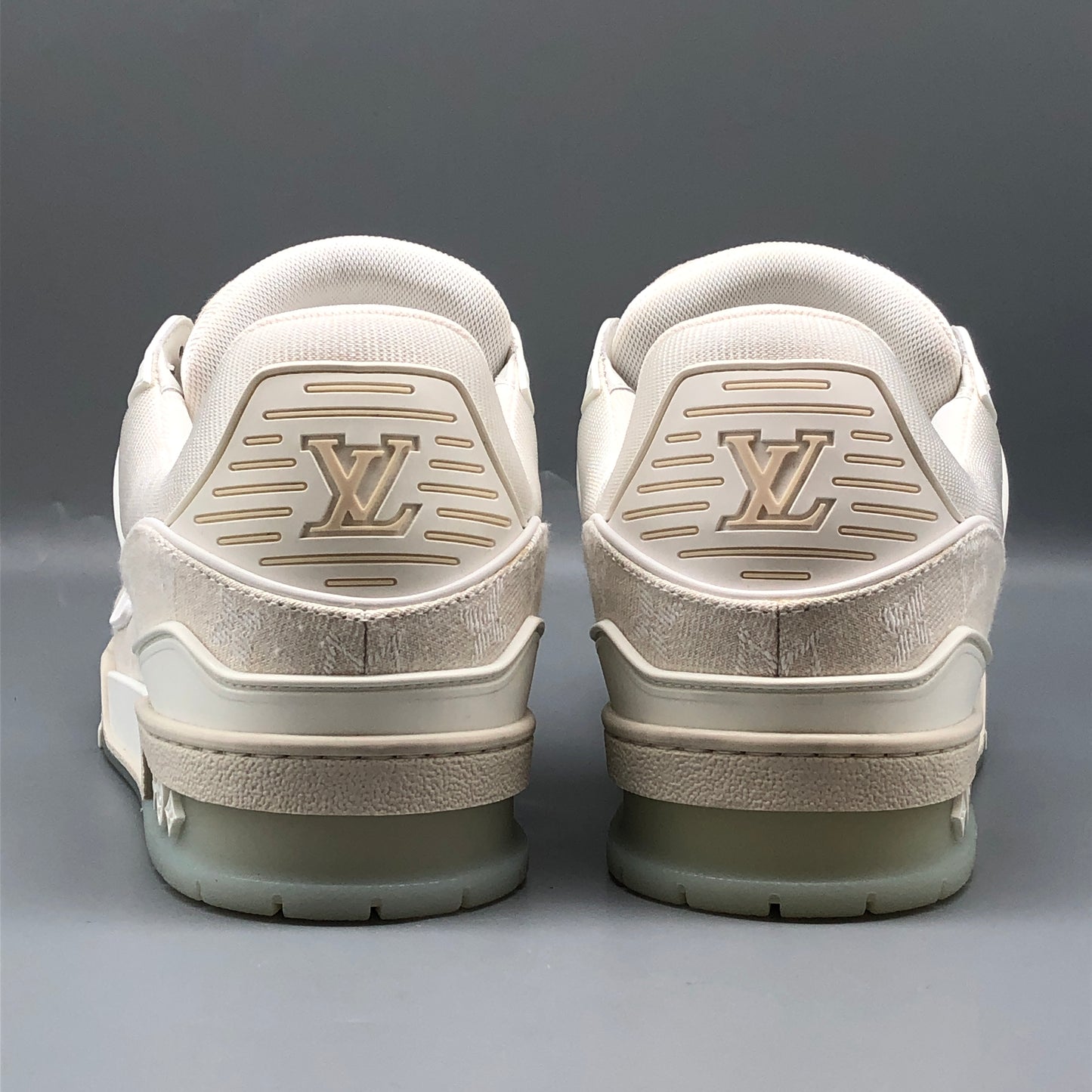 Louis Vuitton Men's Cream LV Trainer Sneakers Size 6.5