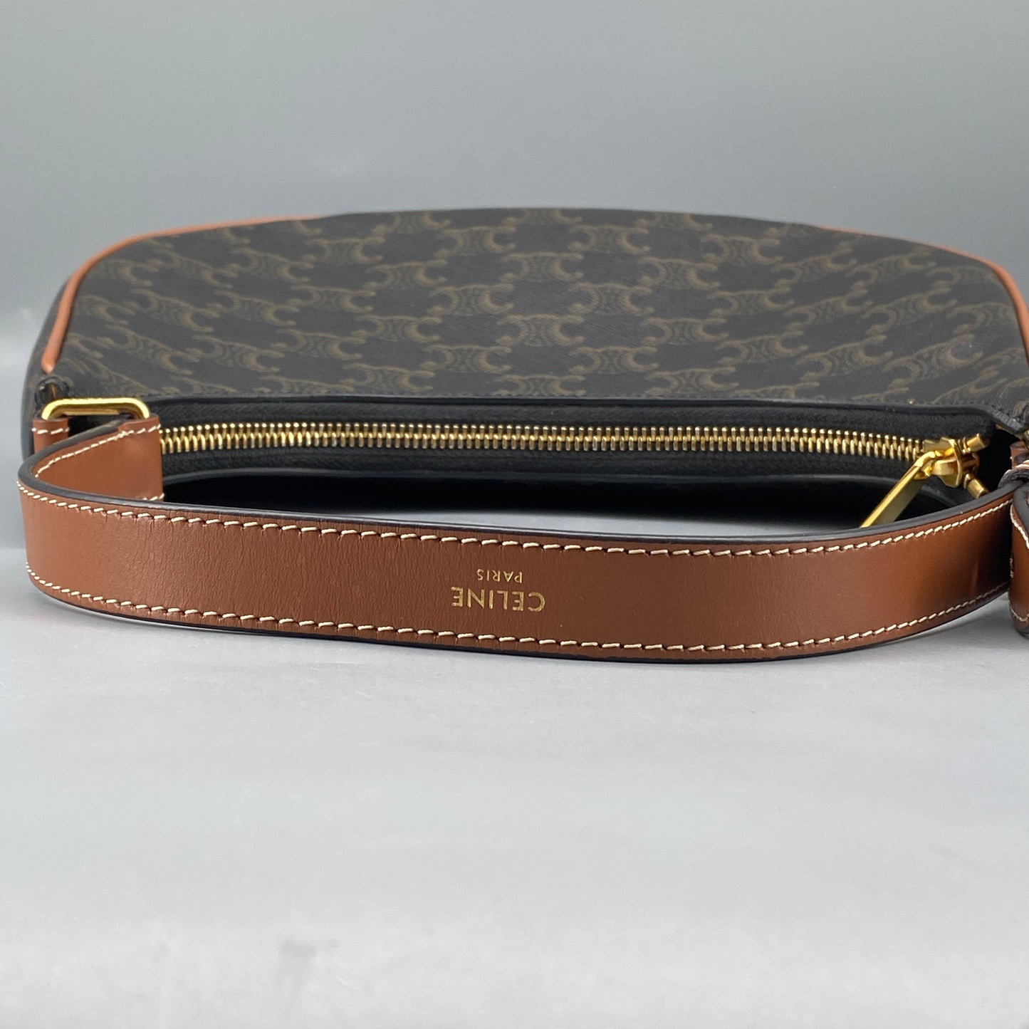 Celine Ava Black Caramel Print Hobo Shoulder Bag