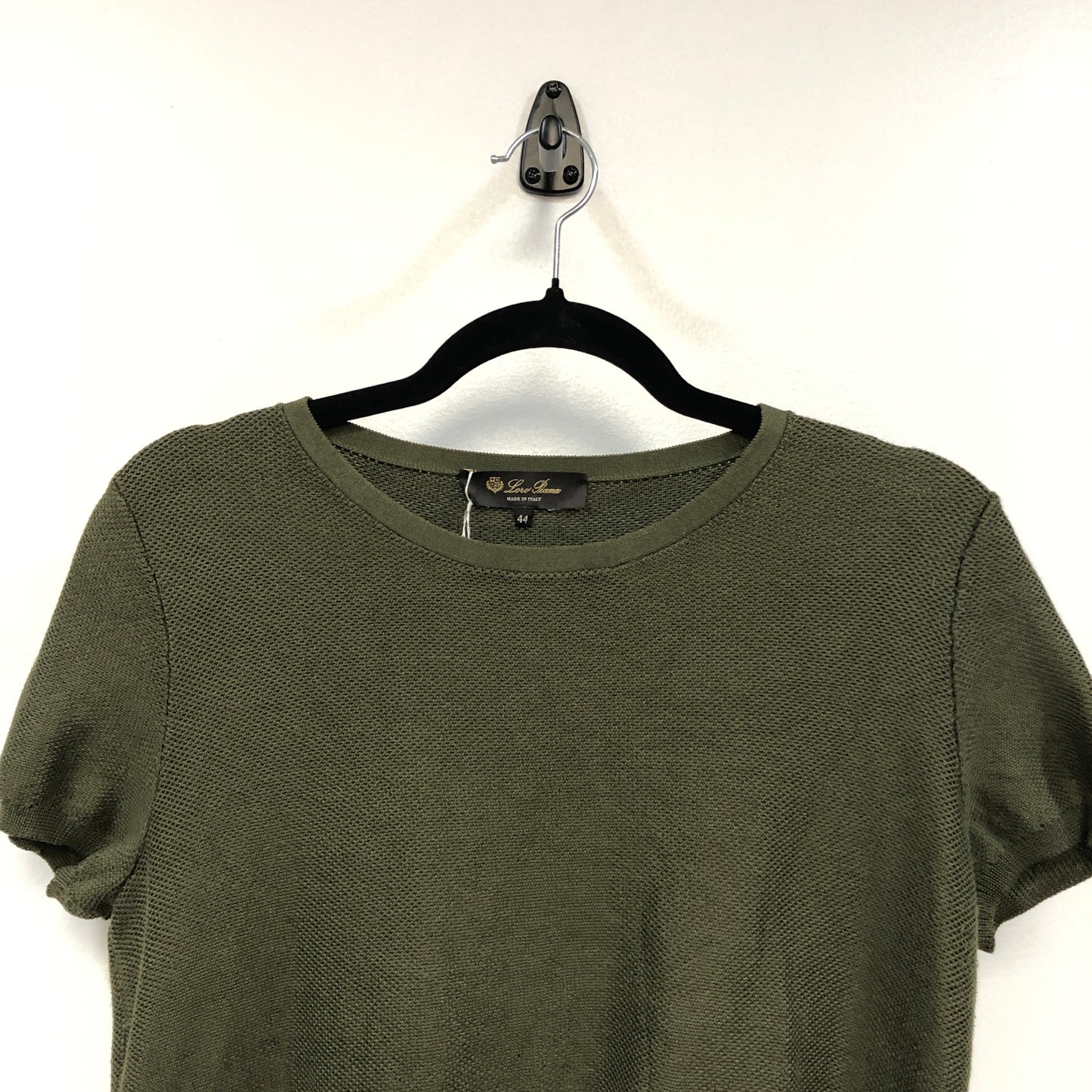 Loro Piana Olive Green Short Sleeve Knit Top Size 44