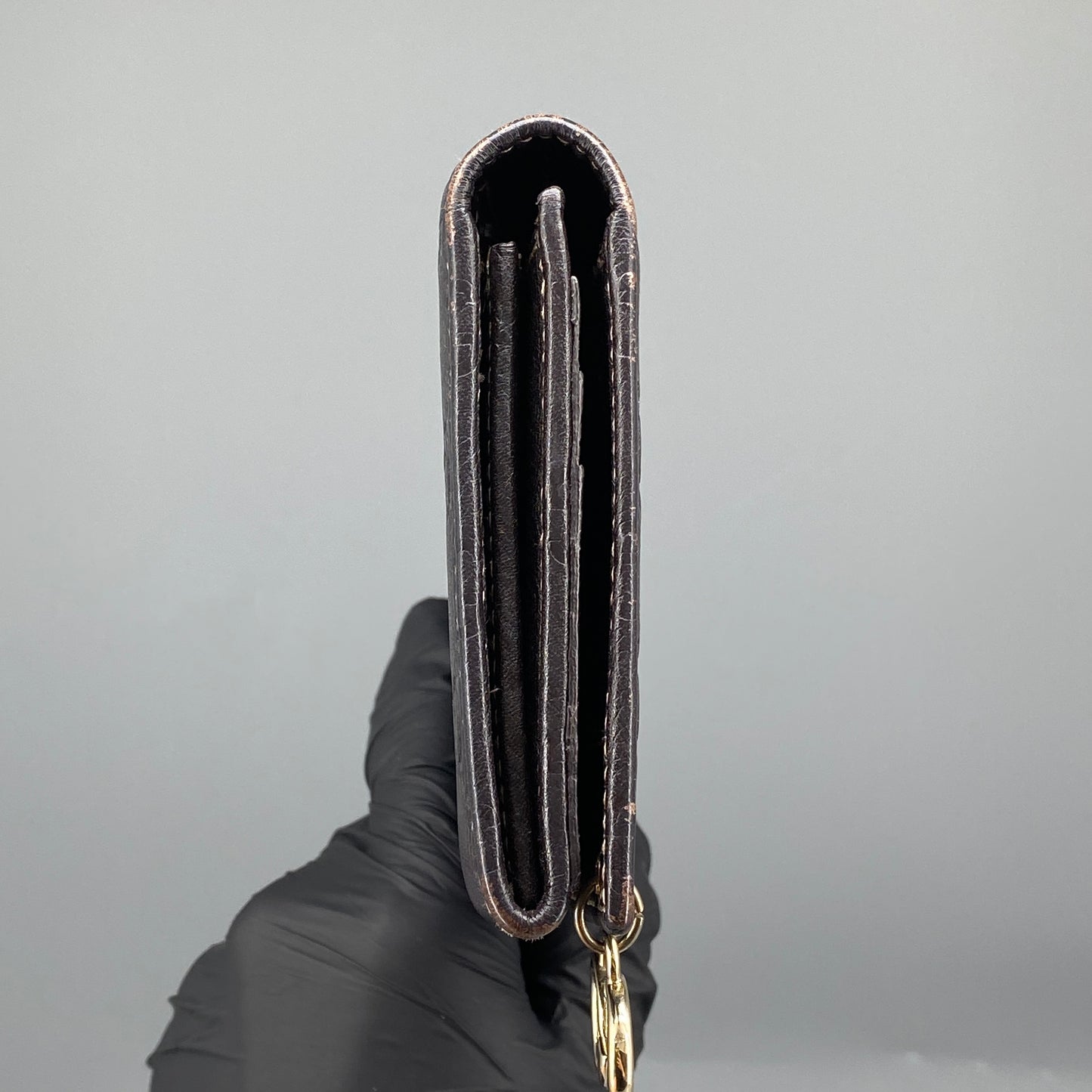 Gucci GG Embossed Deep Brown Leather Long Wallet