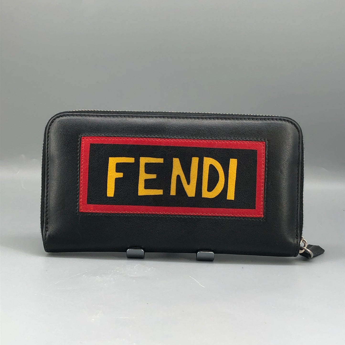 Fendi Logo Zip-Around Long Wallet Black