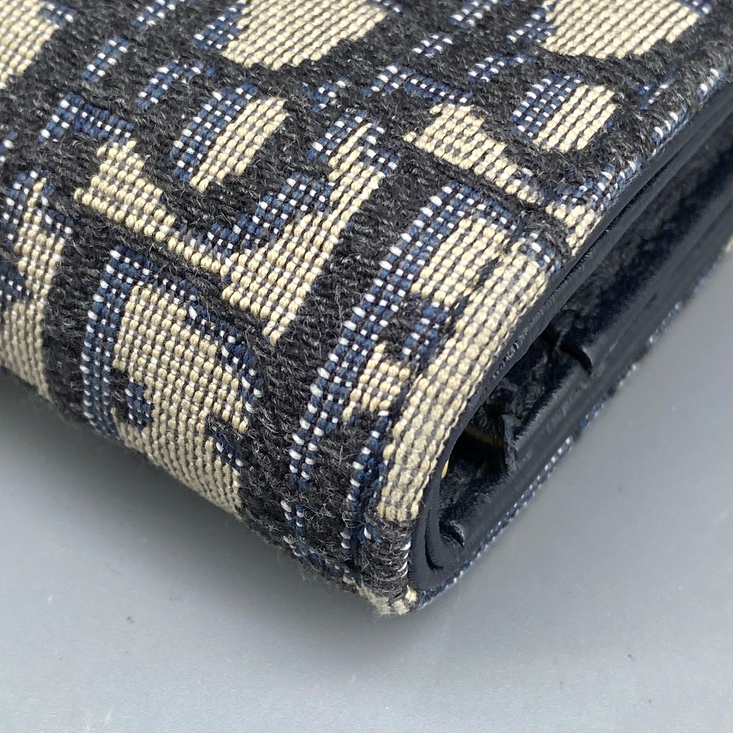 Christian Dior Oblique Saddle Compact Wallet Navy/Grey