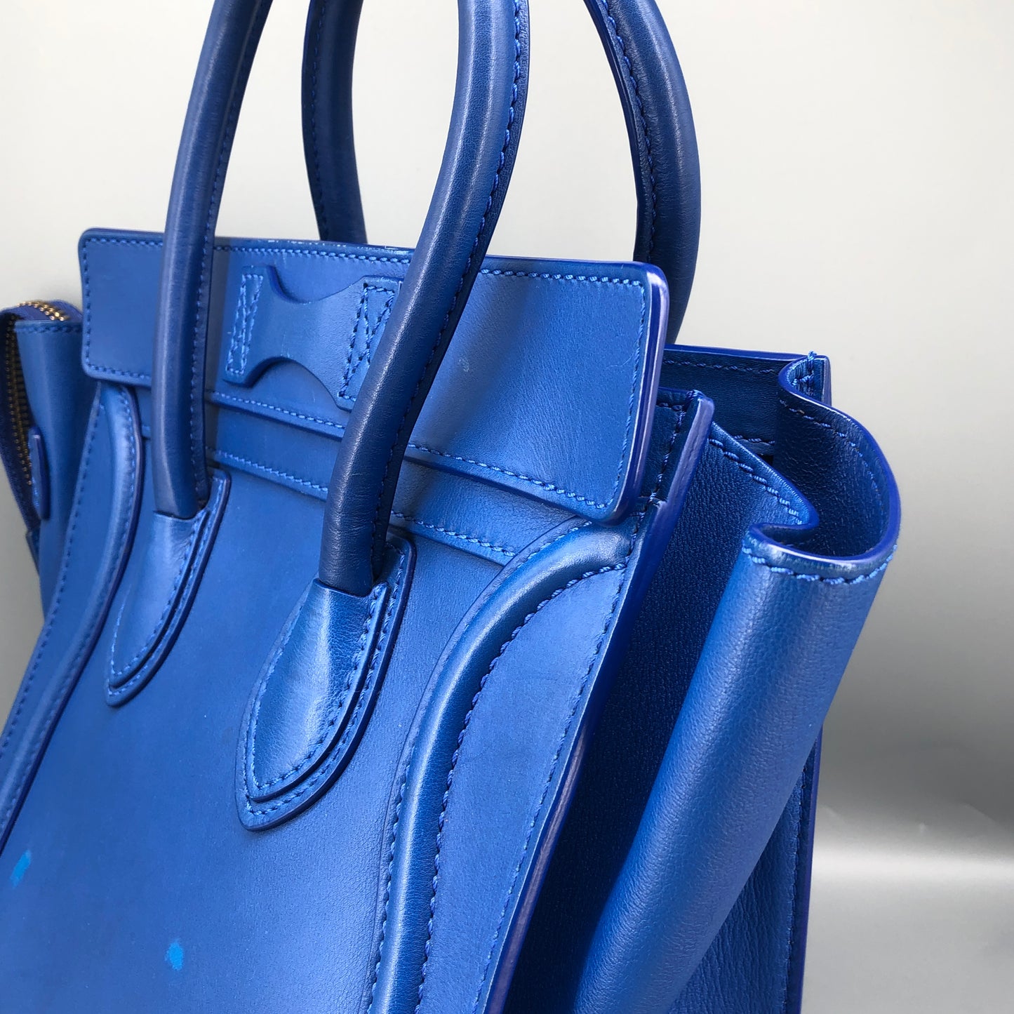 Celine Royal Blue Smooth Leather Luggage Handbag