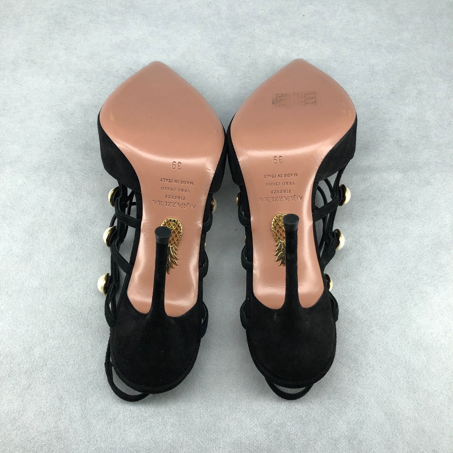 Aquazzura Women's Pearl Strap Pumps Size 39 Black