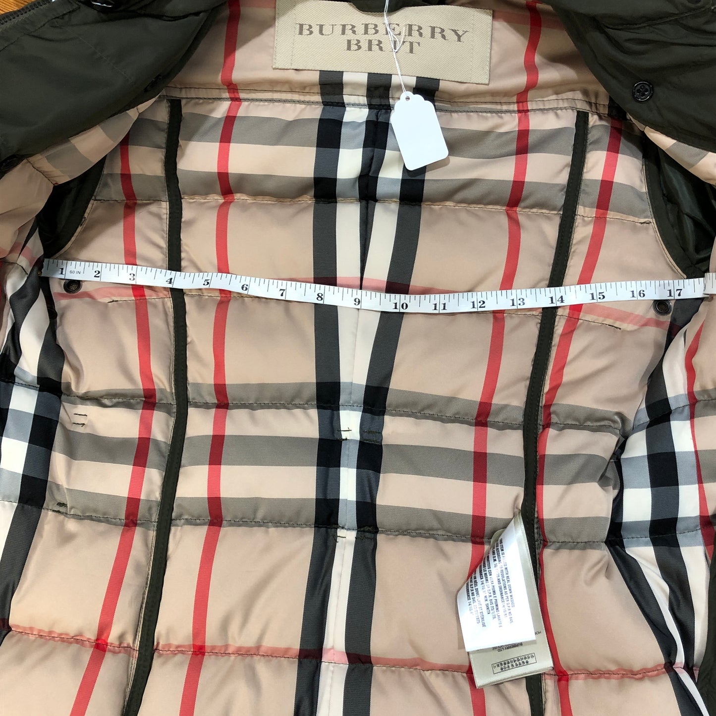 Burberry Olive Green Fur Trim Hooded Puffer Coat Size XS