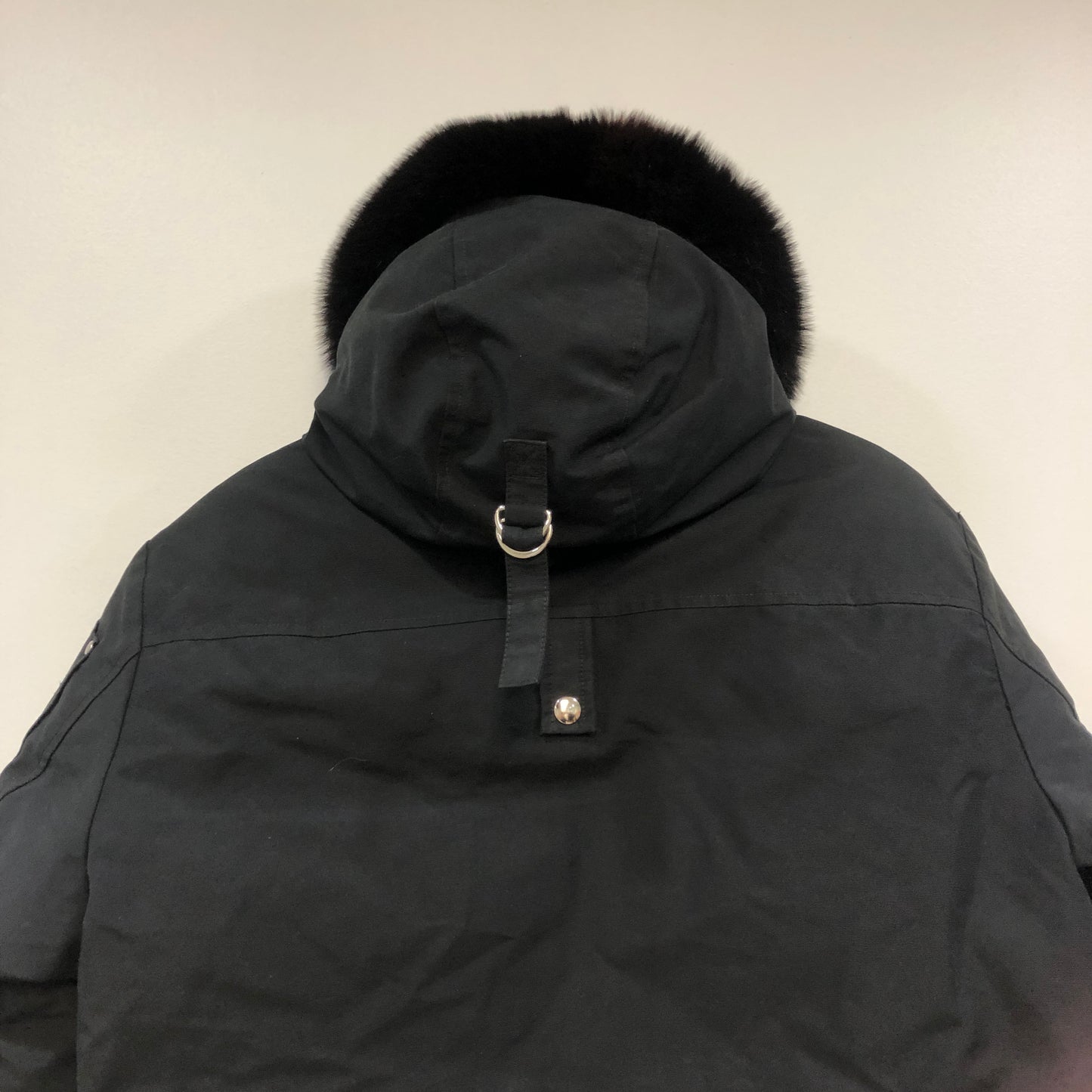 Moose Knuckles Fur-Trimmed Bomber Jacket Size L Black