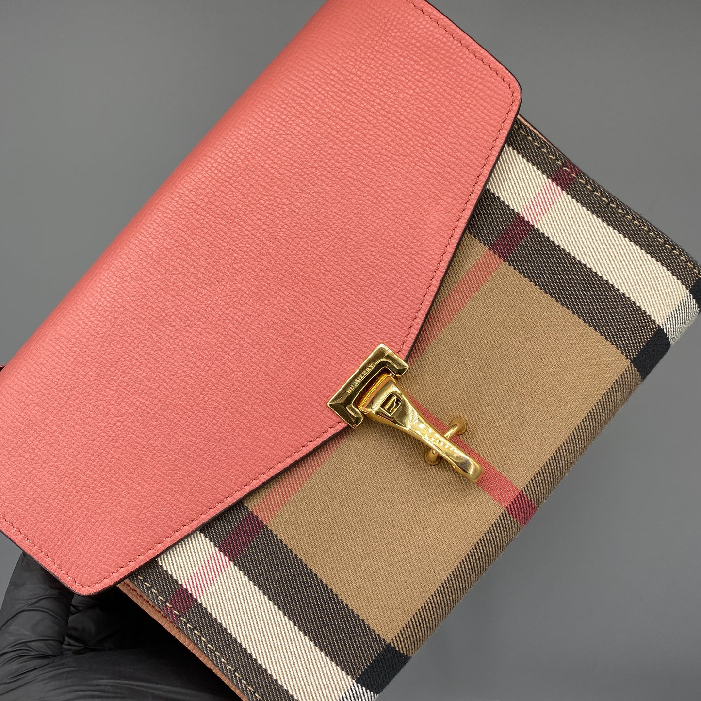 Burberry Pink Check Flap Crossbody Bag