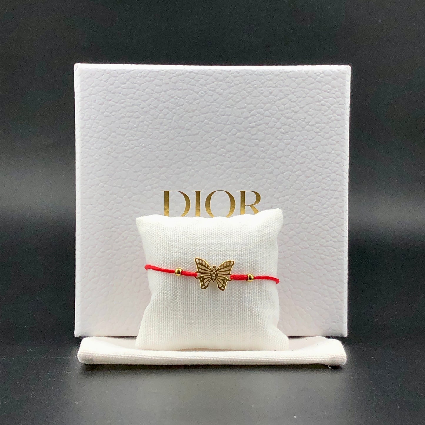 Christian Dior Butterfly Red Cord Bracelet