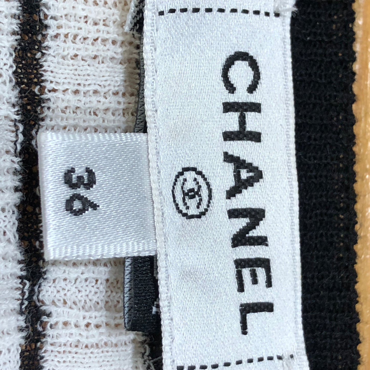 Chanel Black & White Striped Knit Midi Dress Size 36