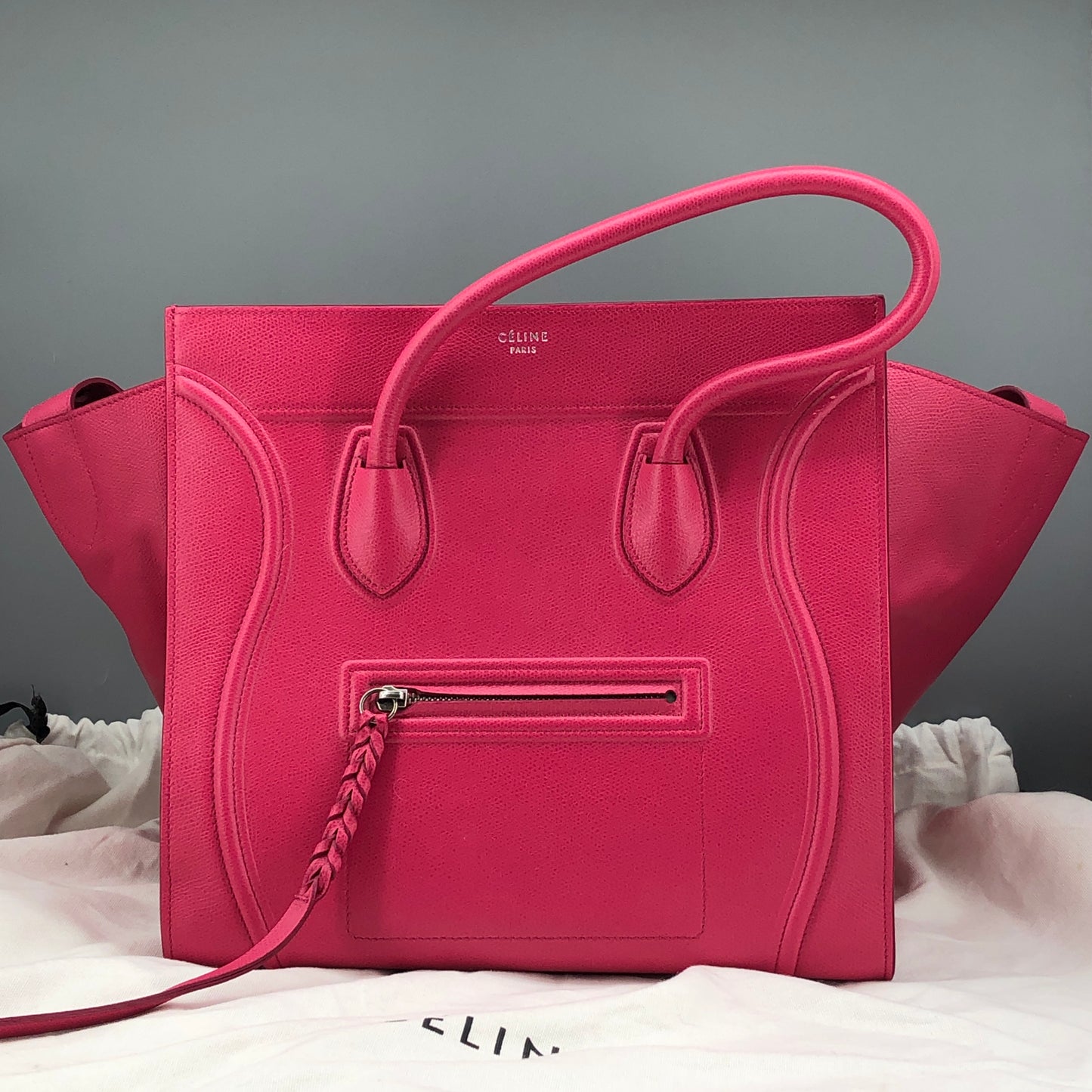 Celine Pink Calf Leather Phantom Luggage Tote Bag