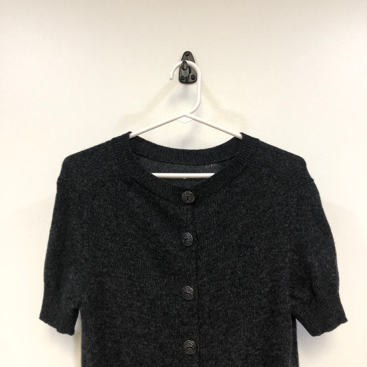 Chanel Black Short Sleeve Button Front Knit Cardigan Size 40