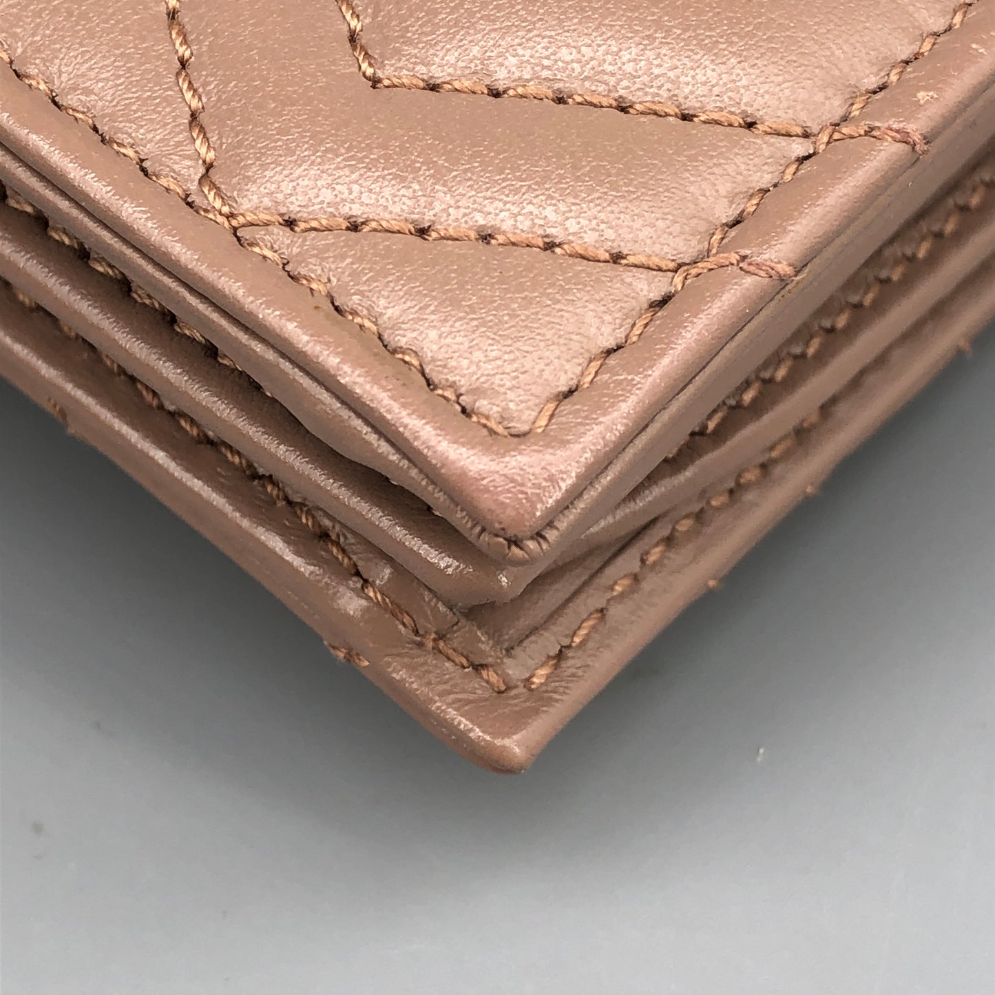 Gucci GG Marmont Chevron Quilted Compact Bifold Wallet Dirty Pink