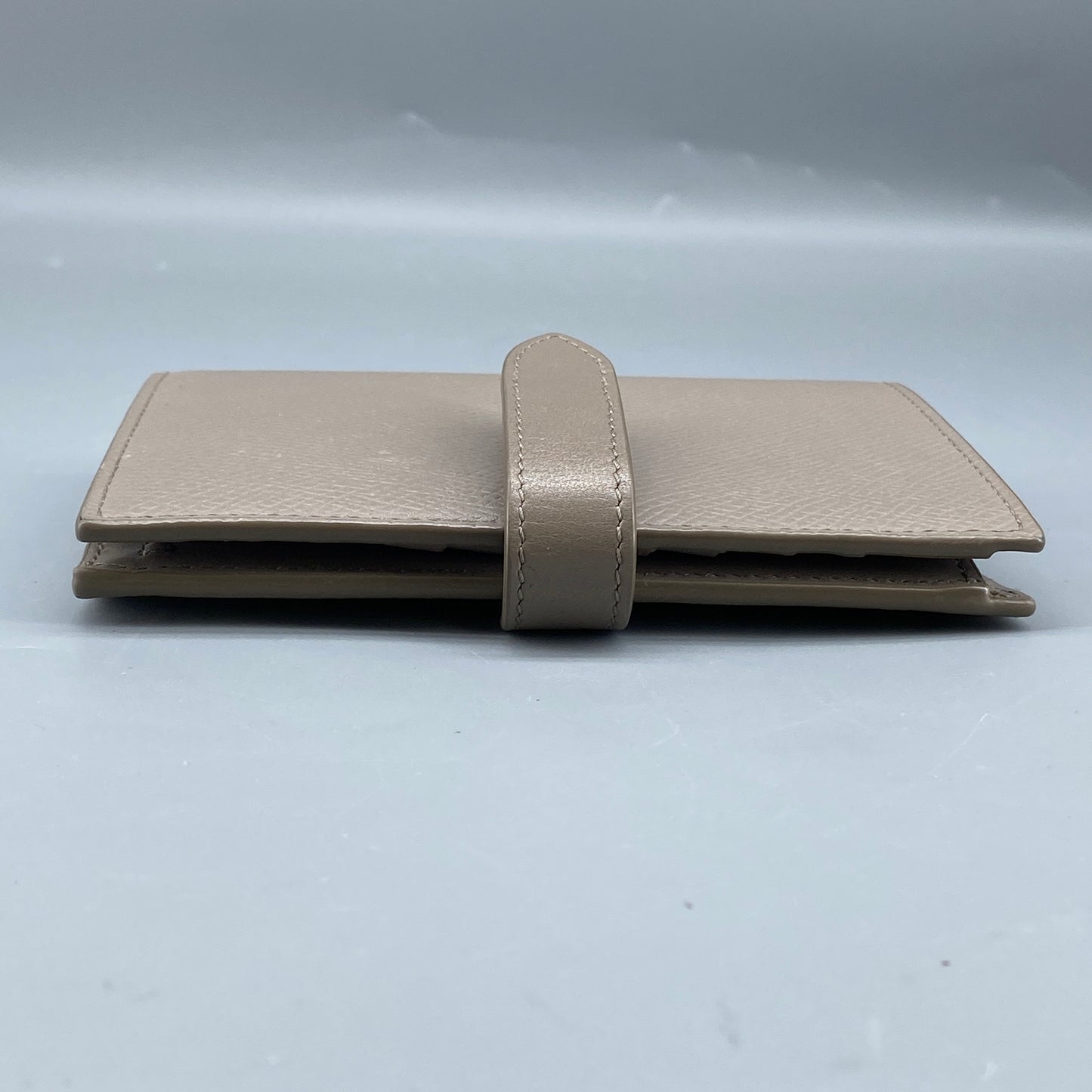 Celine Beige Grained Leather Triomphe Medium Fold Wallet