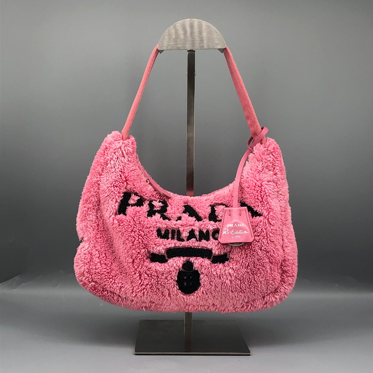 Prada Pink Fuzzy Fleece Re-Edition 2005 Shoulder Bag