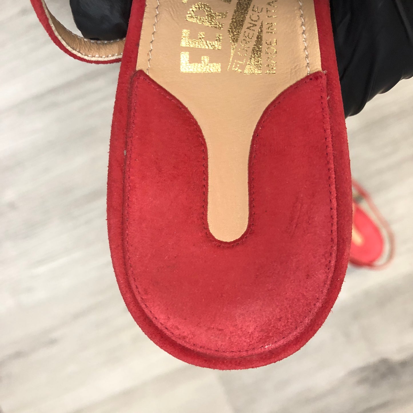 Salvatore Ferragamo Vara Red Suede Strappy Sandals Size 6B