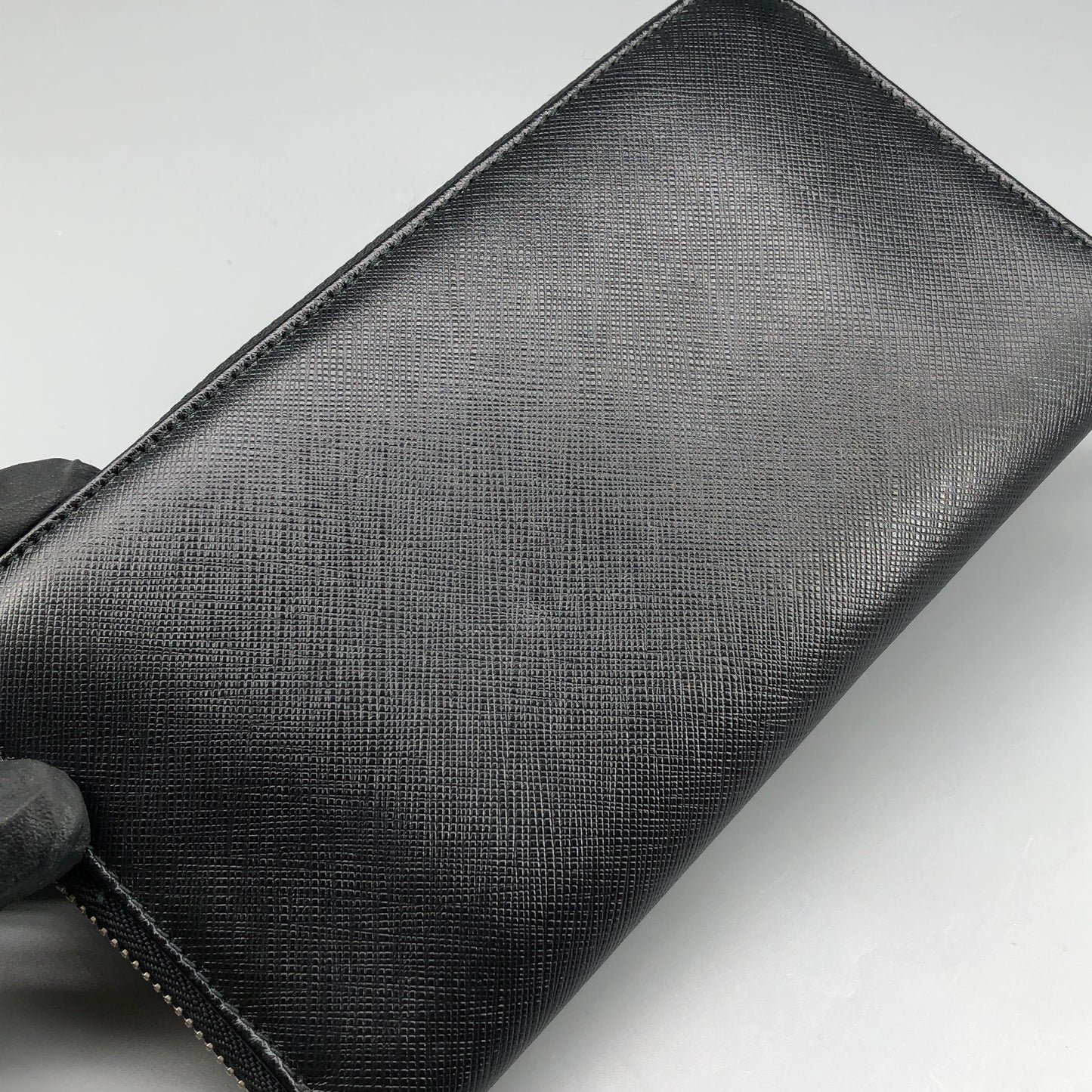 Salvatore Ferragamo Black Gancini Zip-Around Long Wallet
