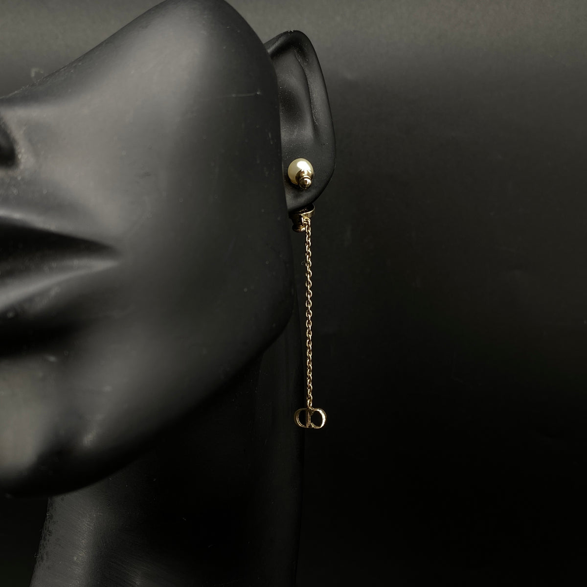 Christian Dior Gold Tone Faux Pearl Drop Earrings