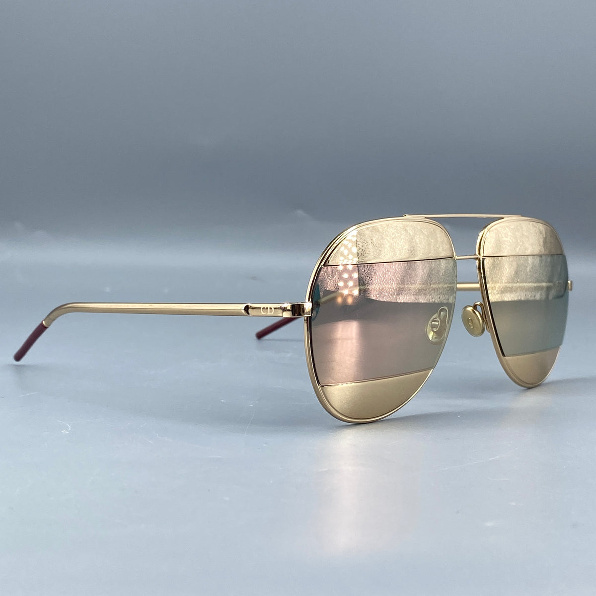 Christian Dior Aviator Sunglasses Gold Tone Frame