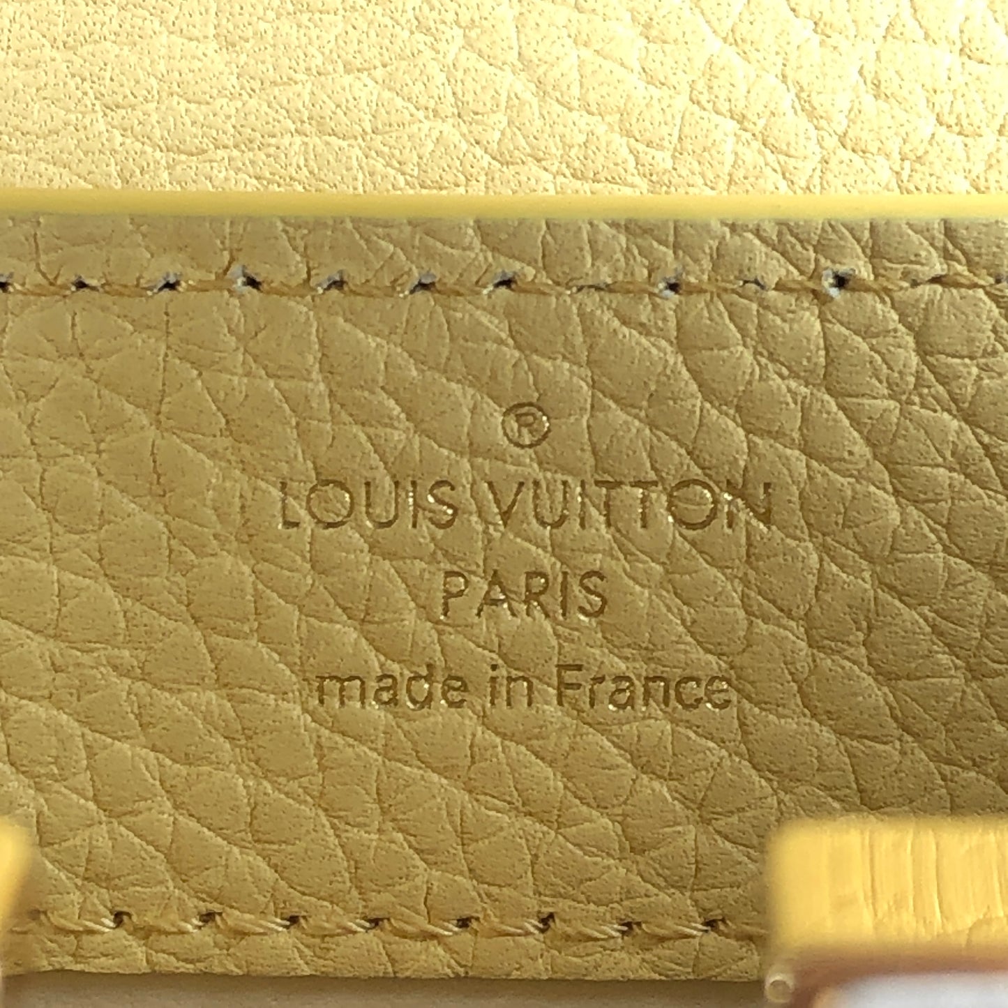 Louis Vuitton Capucines Mini Taurillon Leather Handbag Light Yellow