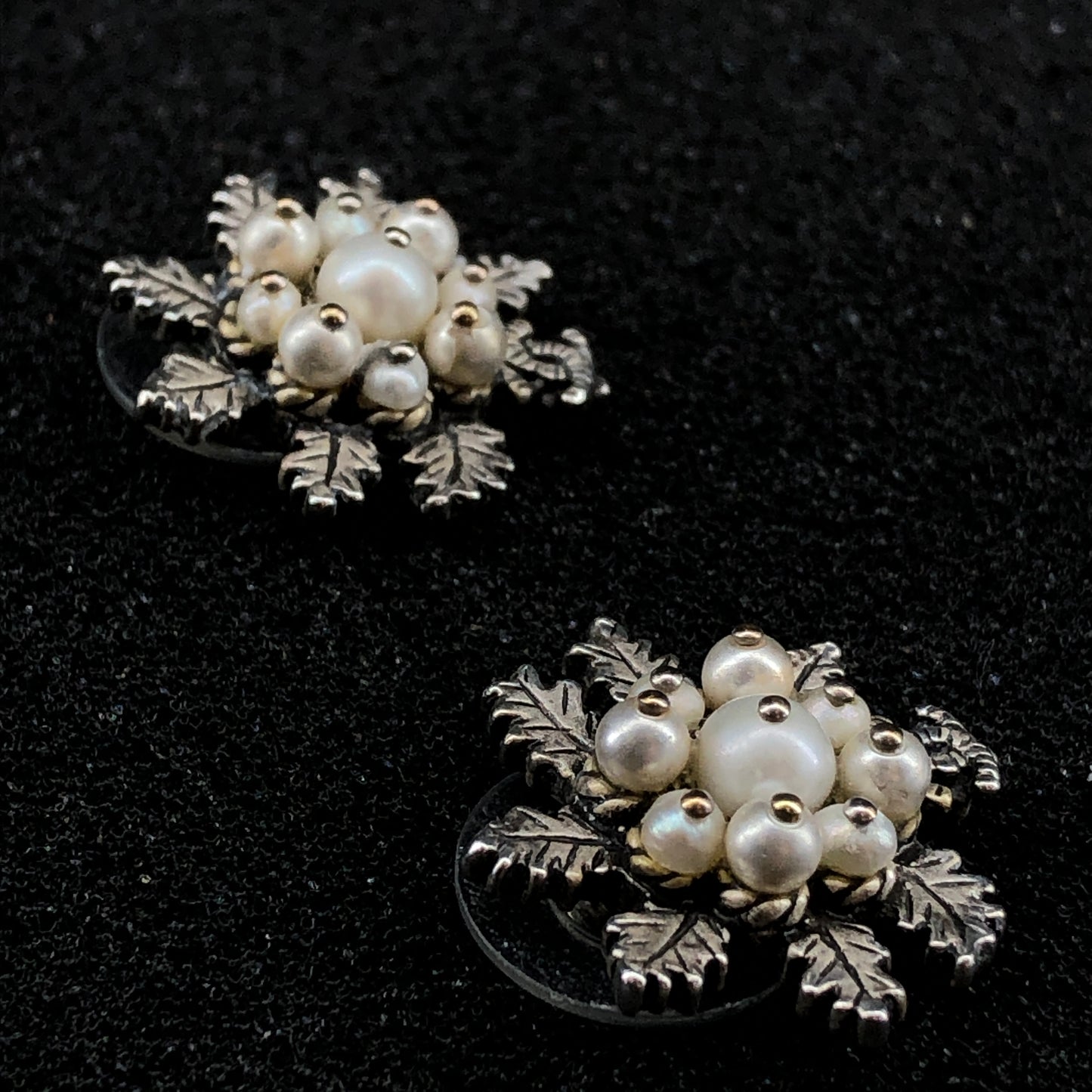 Chanel 2015 Silver-Tone Pearl Snowflake Earrings