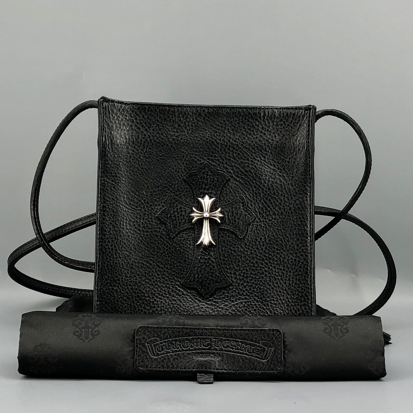 Chrome Hearts Cross Logo Leather Crossbody Bag Black