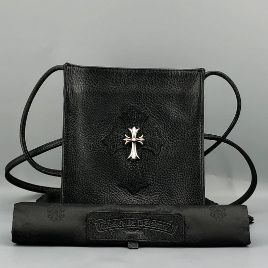 Chrome Hearts Cross Logo Leather Crossbody Bag Black
