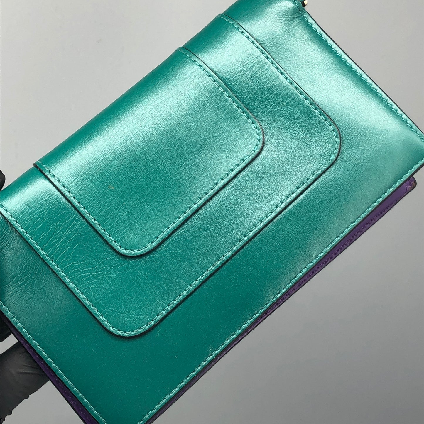 Bvlgari Serpenti Forever Green & Purple Leather  Wallet