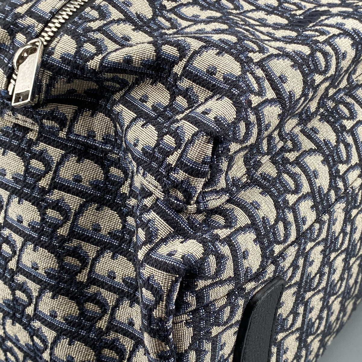 Christian Dior Navy Grey Oblique Jacquard Backpack Bag