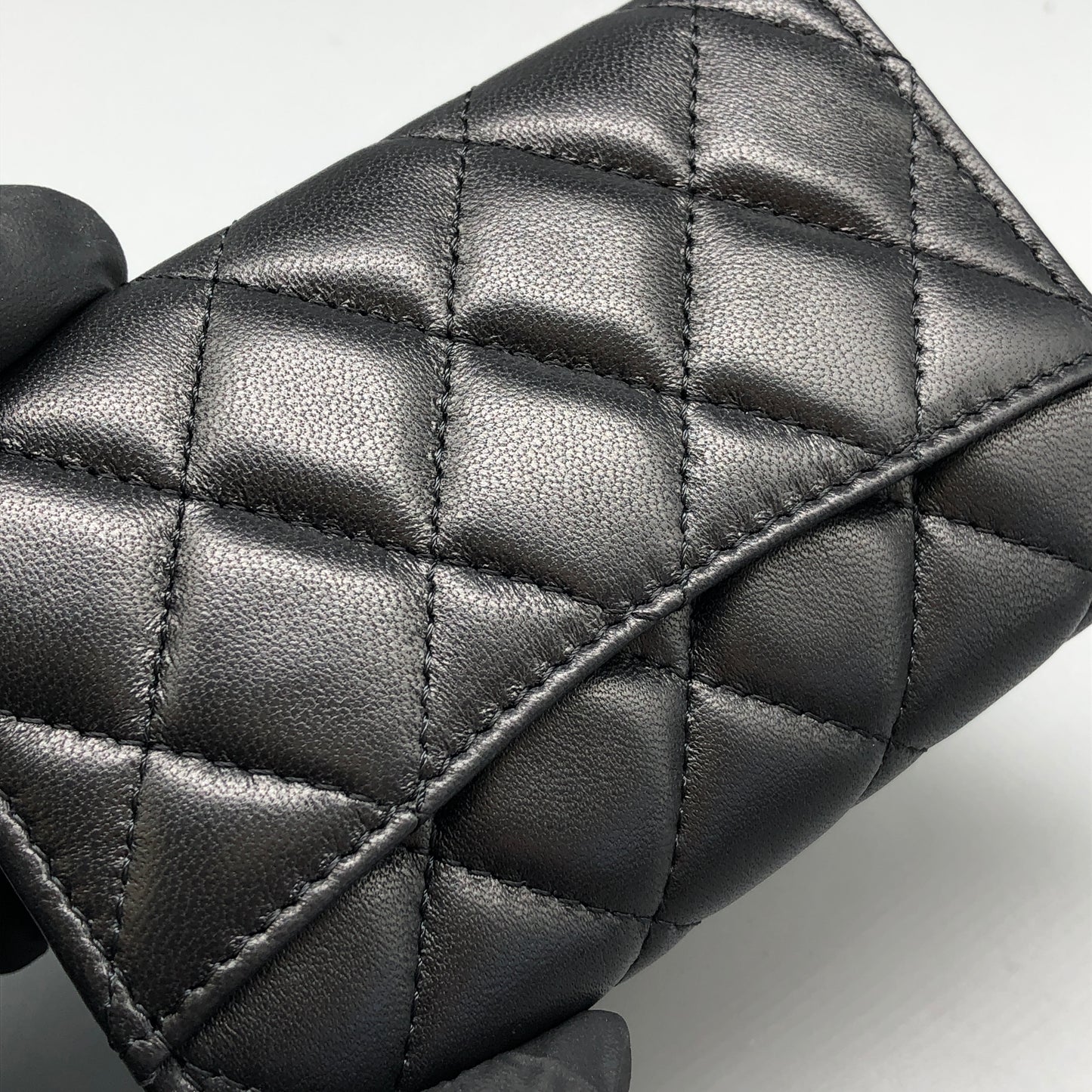 Chanel Black Quilted Lambskin Compact Wallet