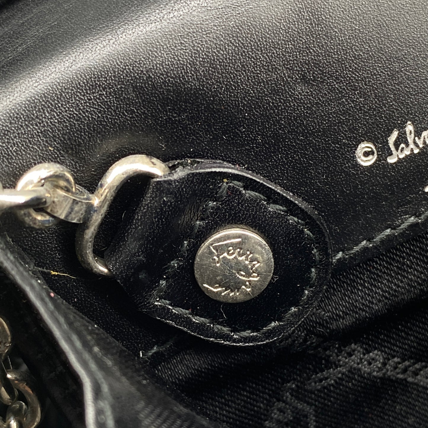 Ferragamo Black Embossed Gancini Short Wallet with Keyring