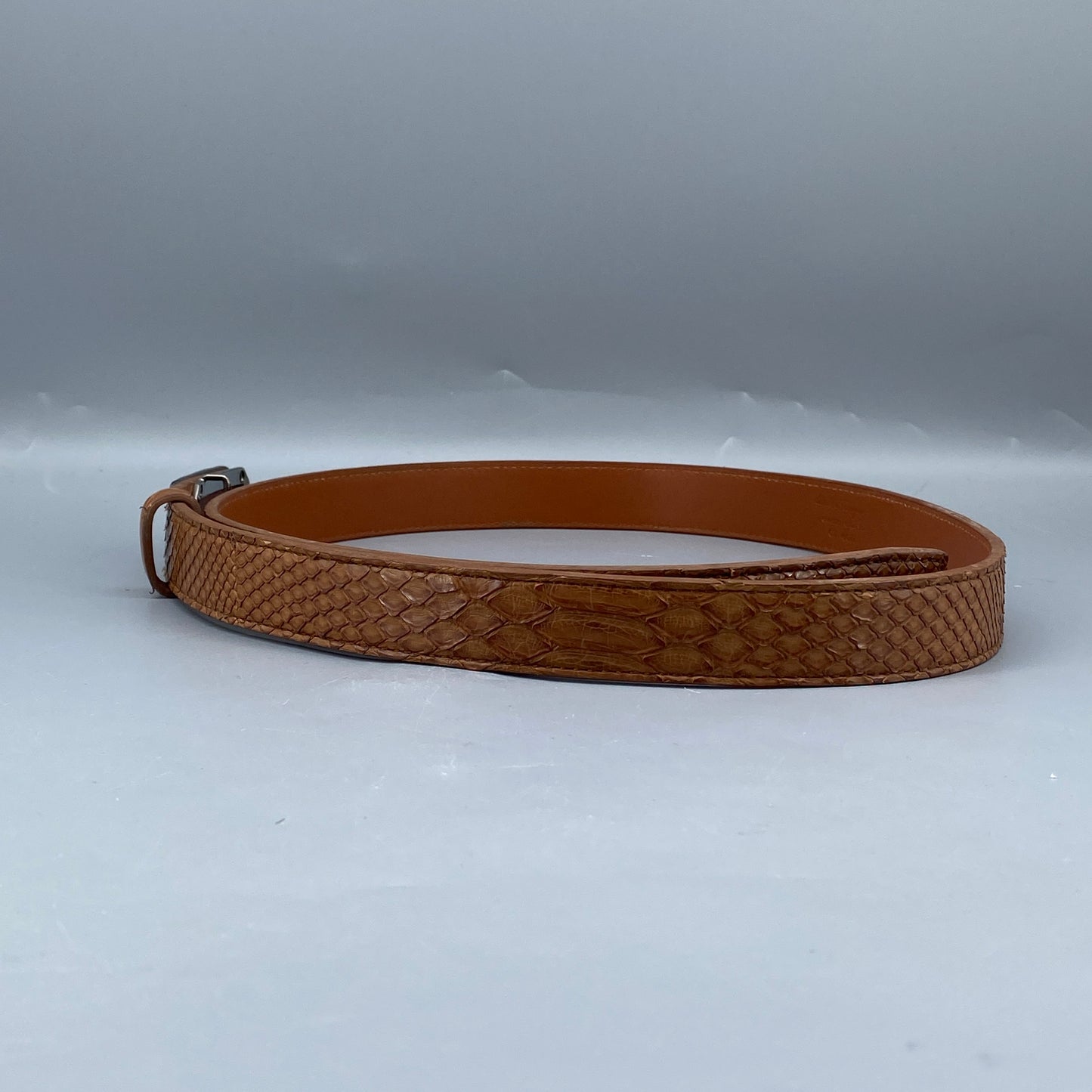 Ferragamo Caramel Embossed Leather Pin Buckle Belt 95cm