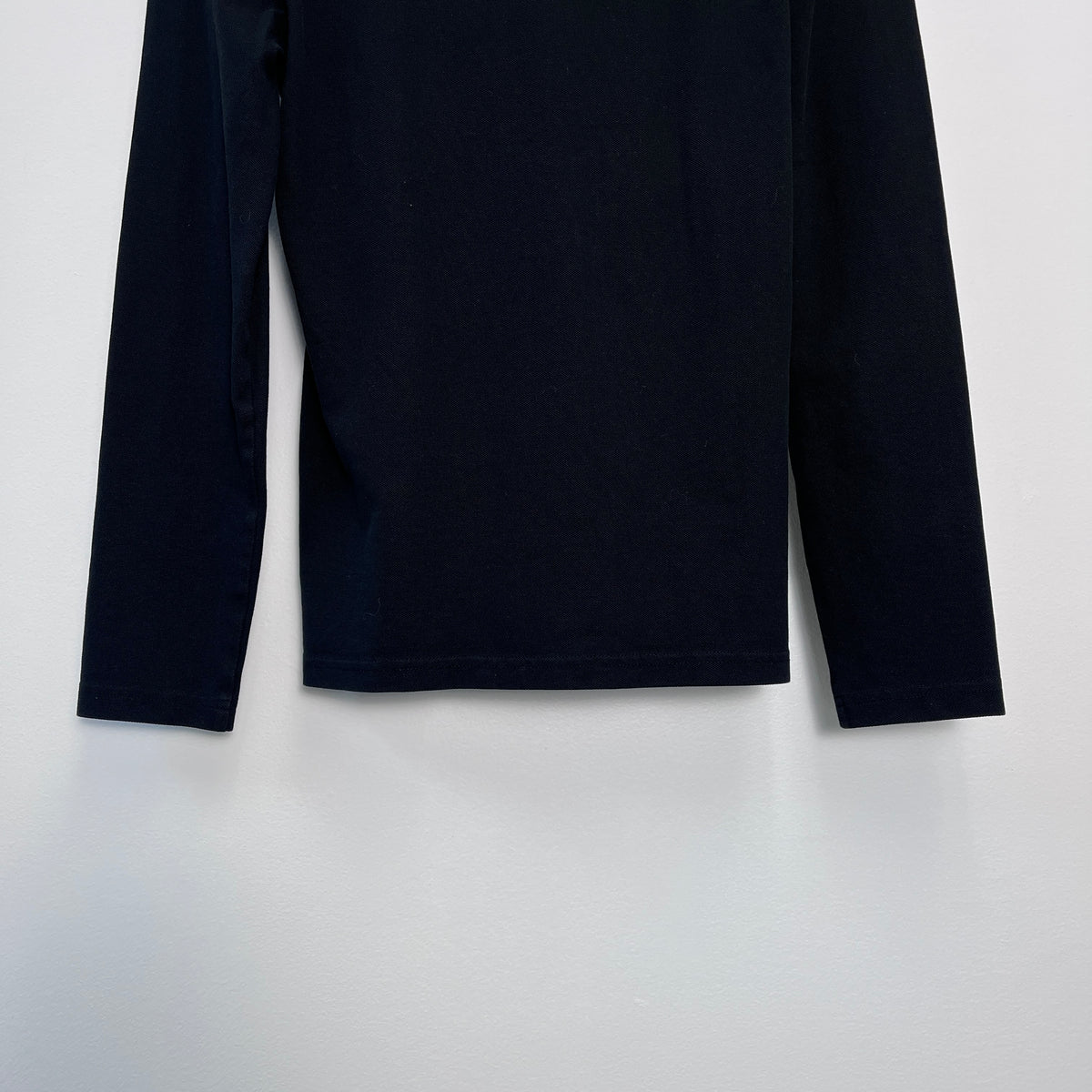 Burberry Black Long Sleeve Polo Shirt Check Ruffle Colla Size M