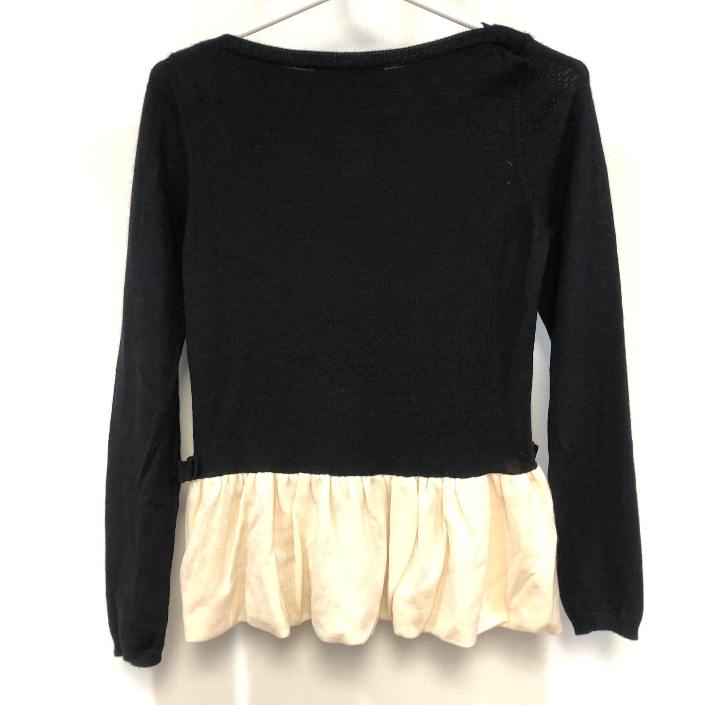 Valentino Black/White Contrast Peplum Long Sleeve Top Size M