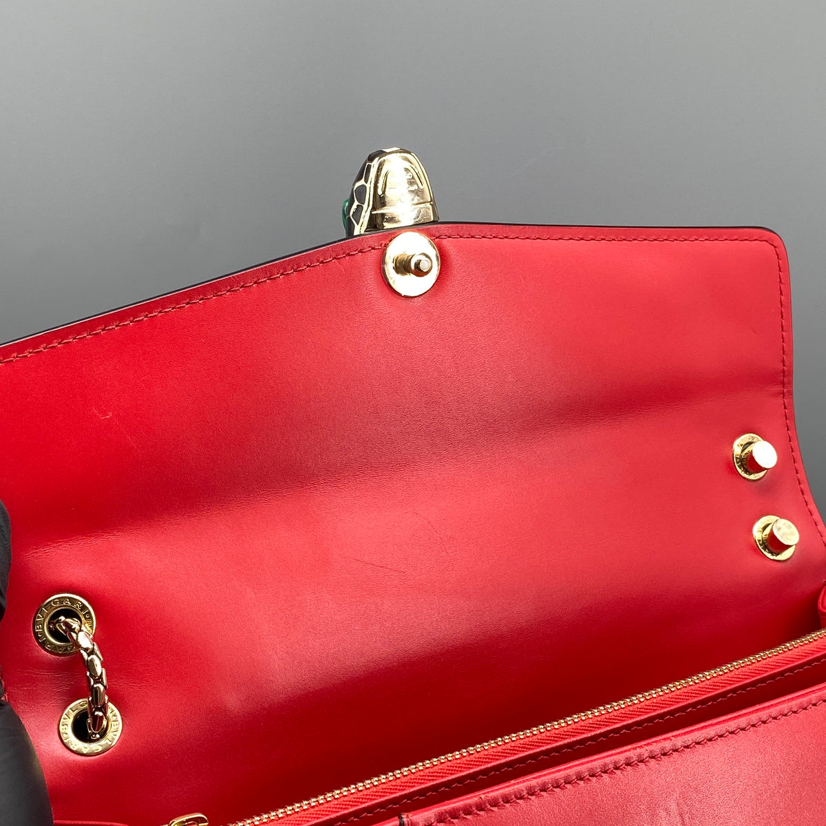 Bvlgari Serpenti Forever Shoulder Bag Red Leather