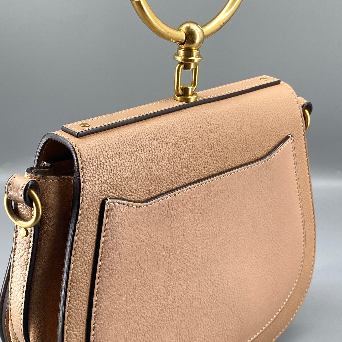 Chloe Nile Ring Crossbody Bag Nude Leather
