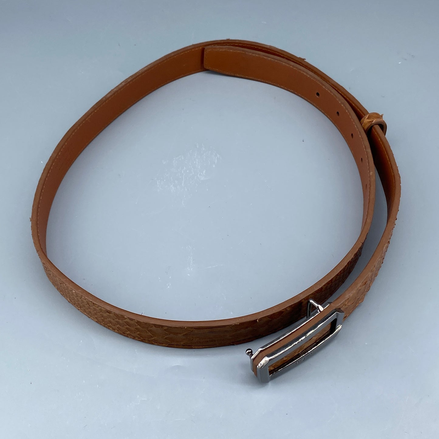 Ferragamo Caramel Embossed Leather Pin Buckle Belt 95cm