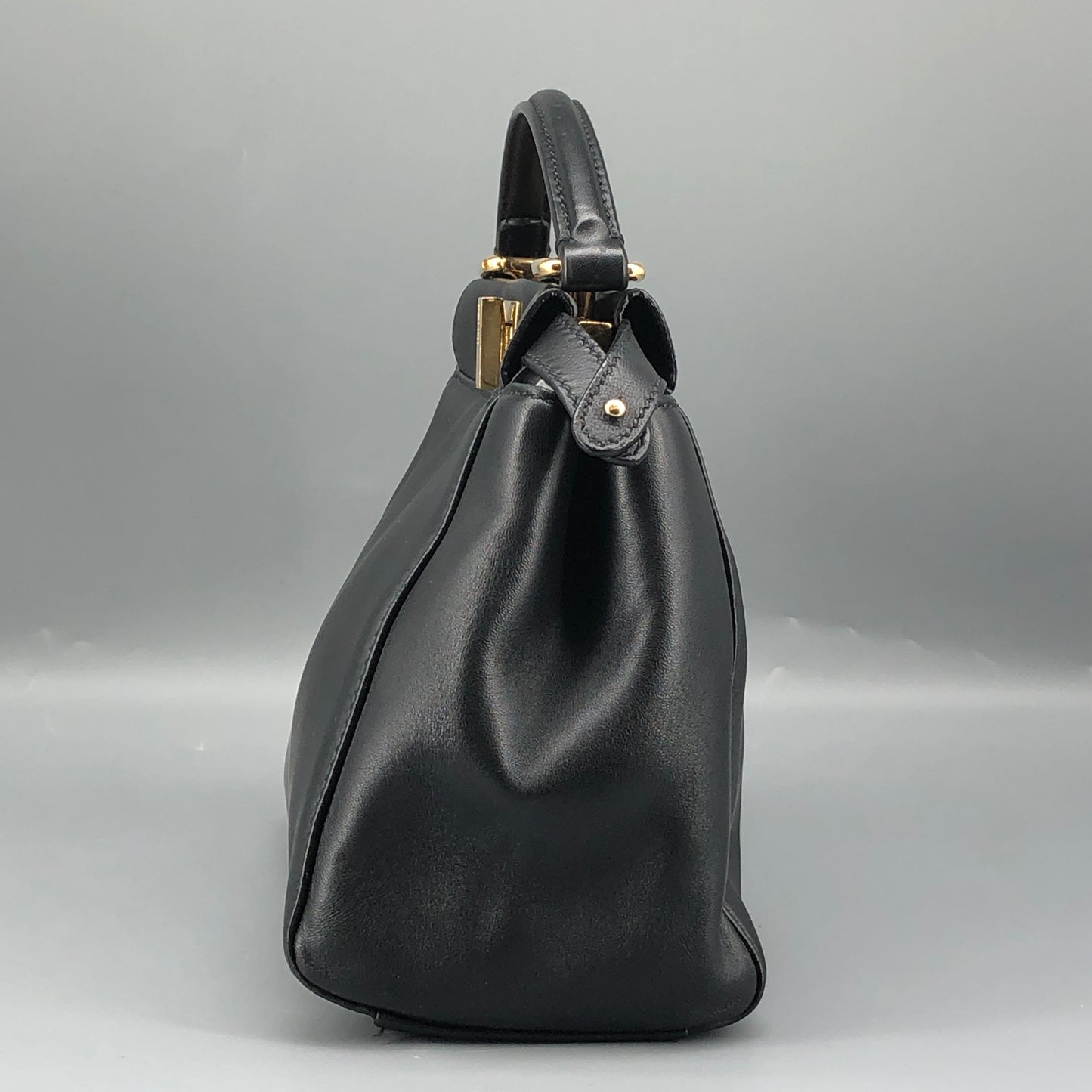 Fendi Mini Black Smooth Leather Peekaboo Handbag