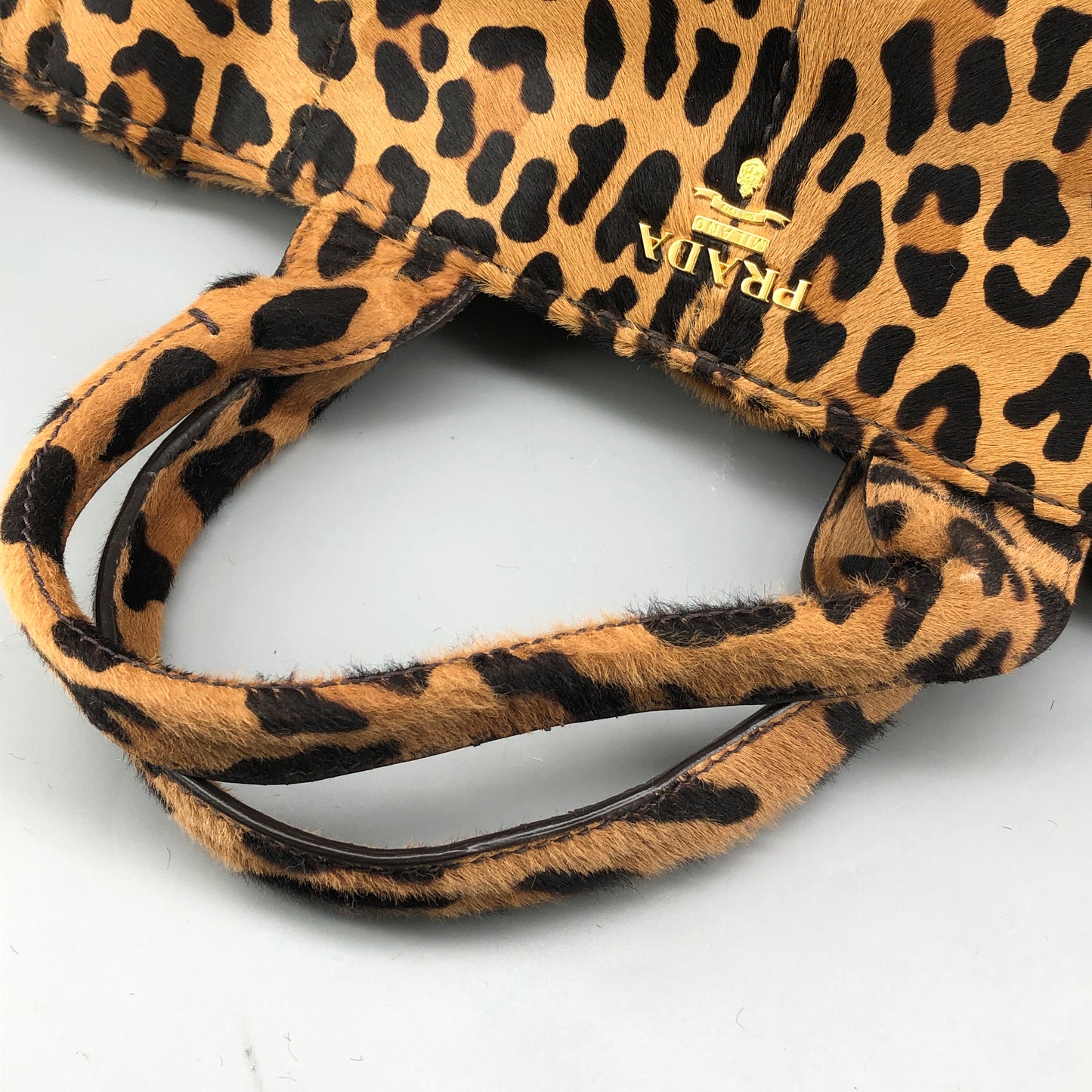 Prada Cavallino Calf Hair Tote Bag Leopard Print