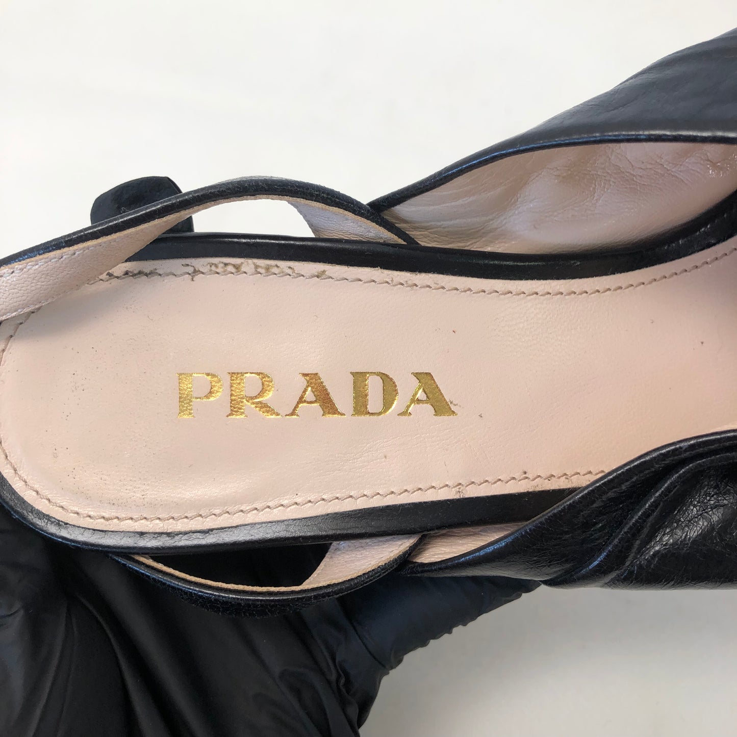 Prada Black Bow Platform High Heel Sandals Women's Shoes Size 36.5