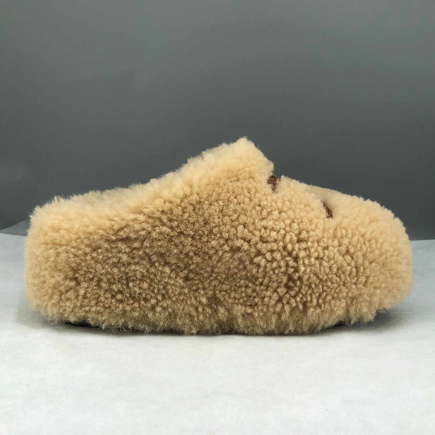 Celine Women's Triomphe Shearling Slide Mules Size 37 Beige