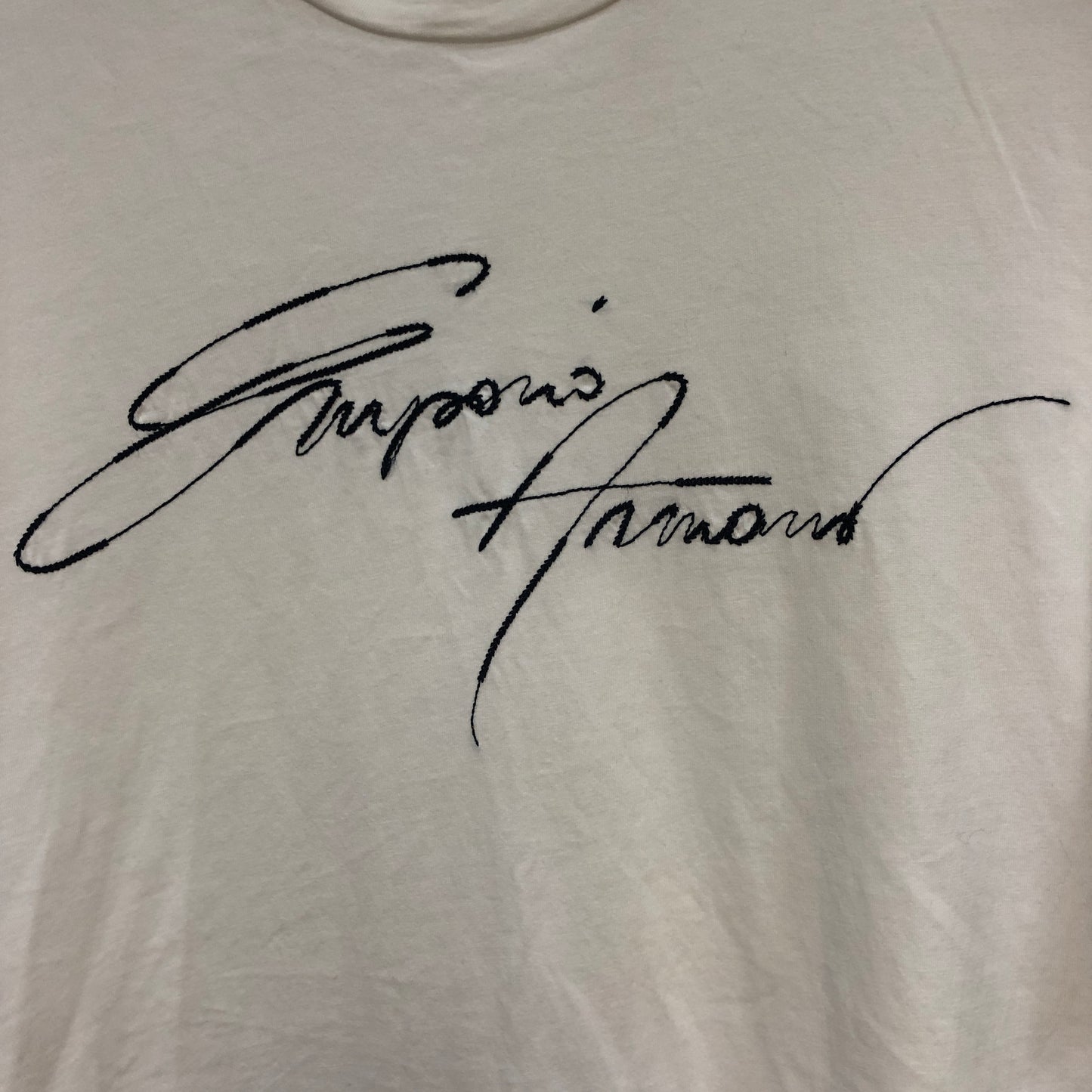 Emporio Armani White Signature Print T-Shirt Size L