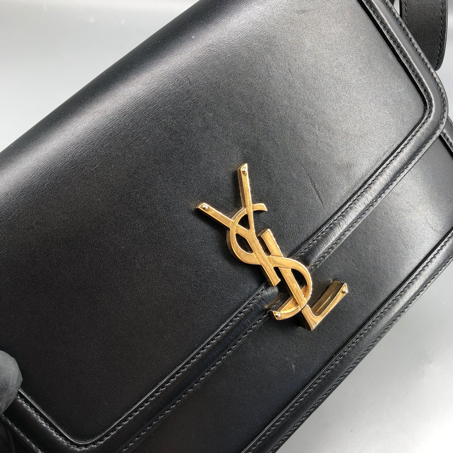 Saint Laurent Box Calfskin Solferino Satchel Bag Black