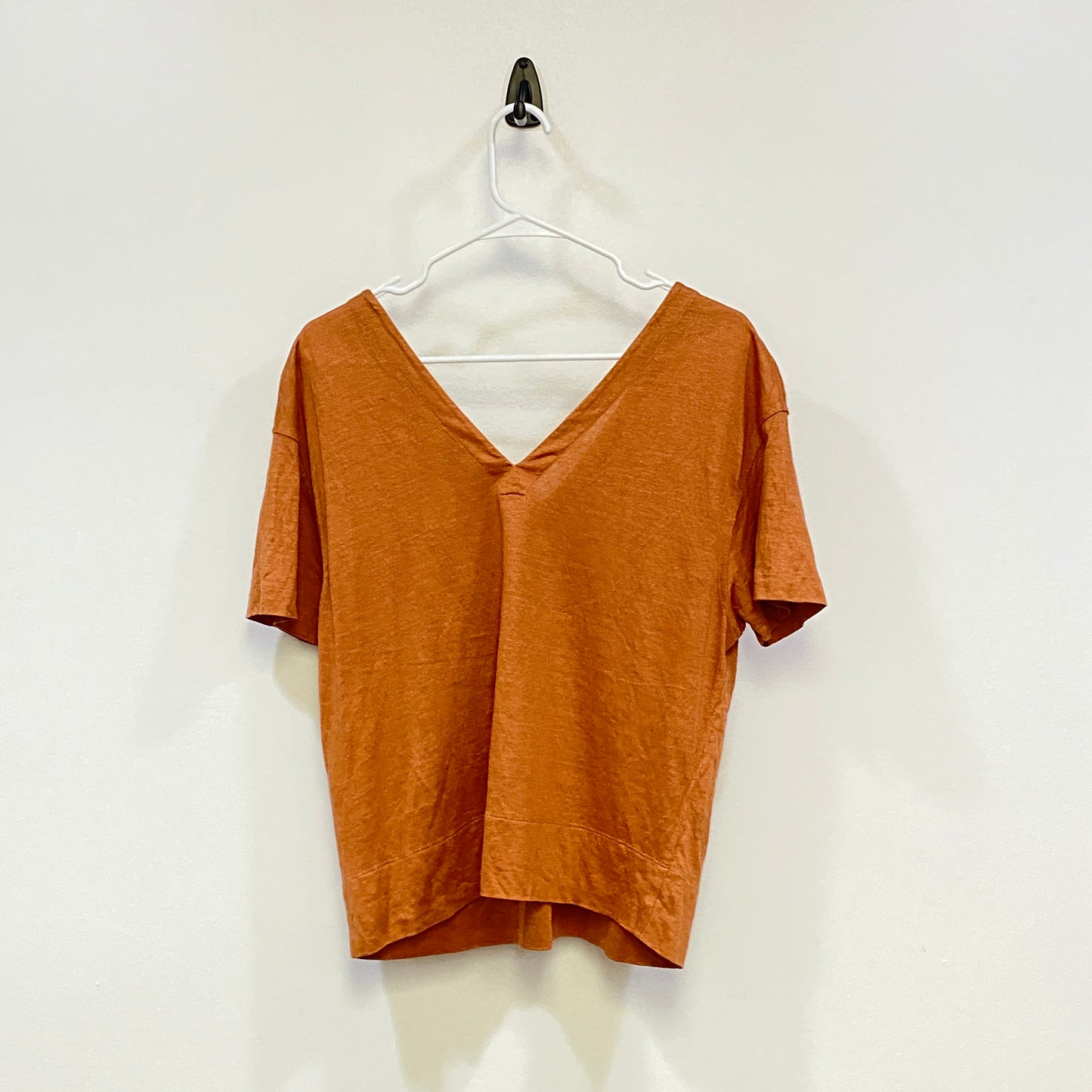 Brunello Cucinelli Rust V Neck Short Sleeve Top Bust 19.5in