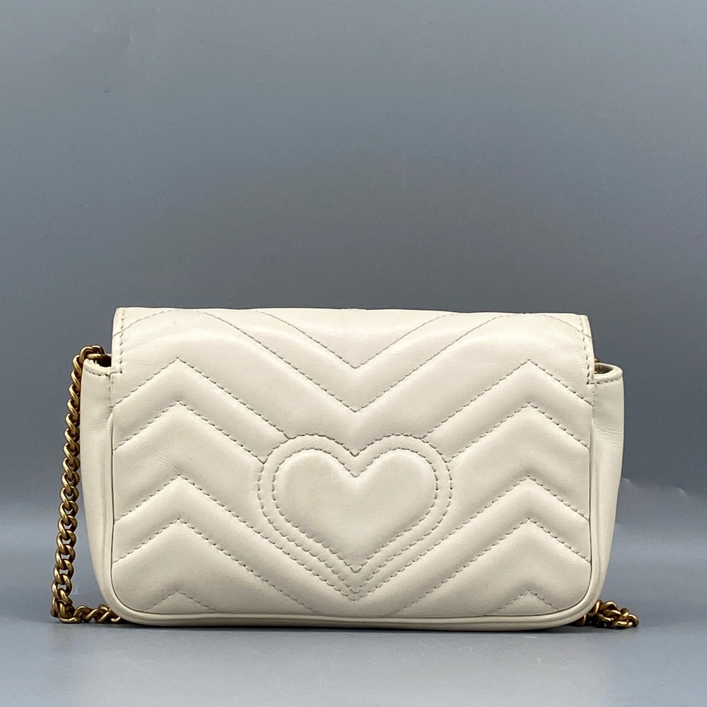 Gucci Cream Leather GG Marmont Mini Shoulder Bag
