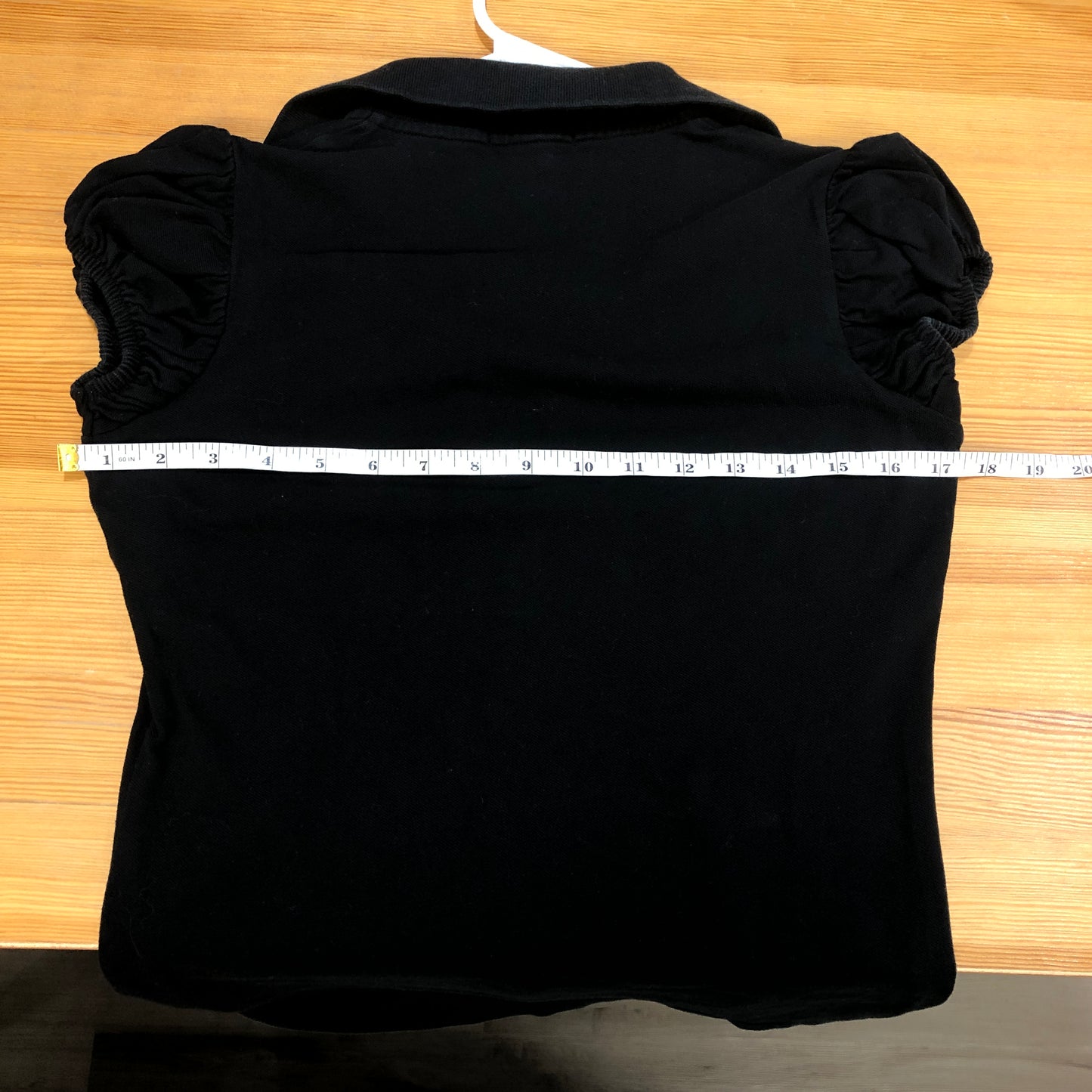 Burberry Horse Embroidery Ruched Sleeve Zip Polo T-Shirt Size S Black